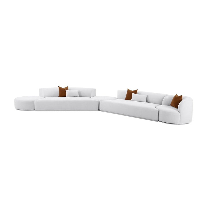 TOV Furniture Fickle Grey Velvet 5-Piece Modular Chaise Sectional