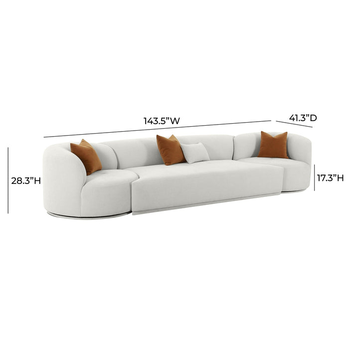 TOV Furniture Fickle Grey Velvet 3-Piece Modular Sectional