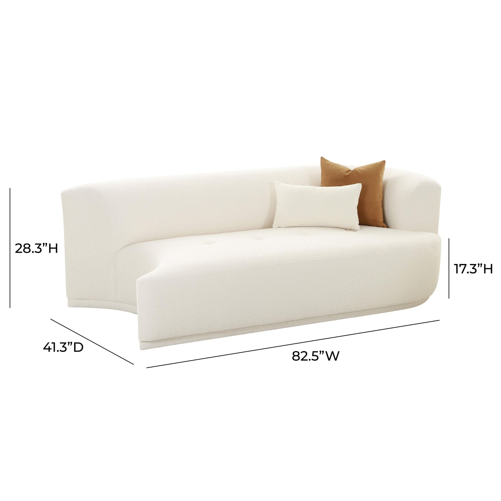 TOV Furniture Fickle Cream Boucle Modular Loveseat