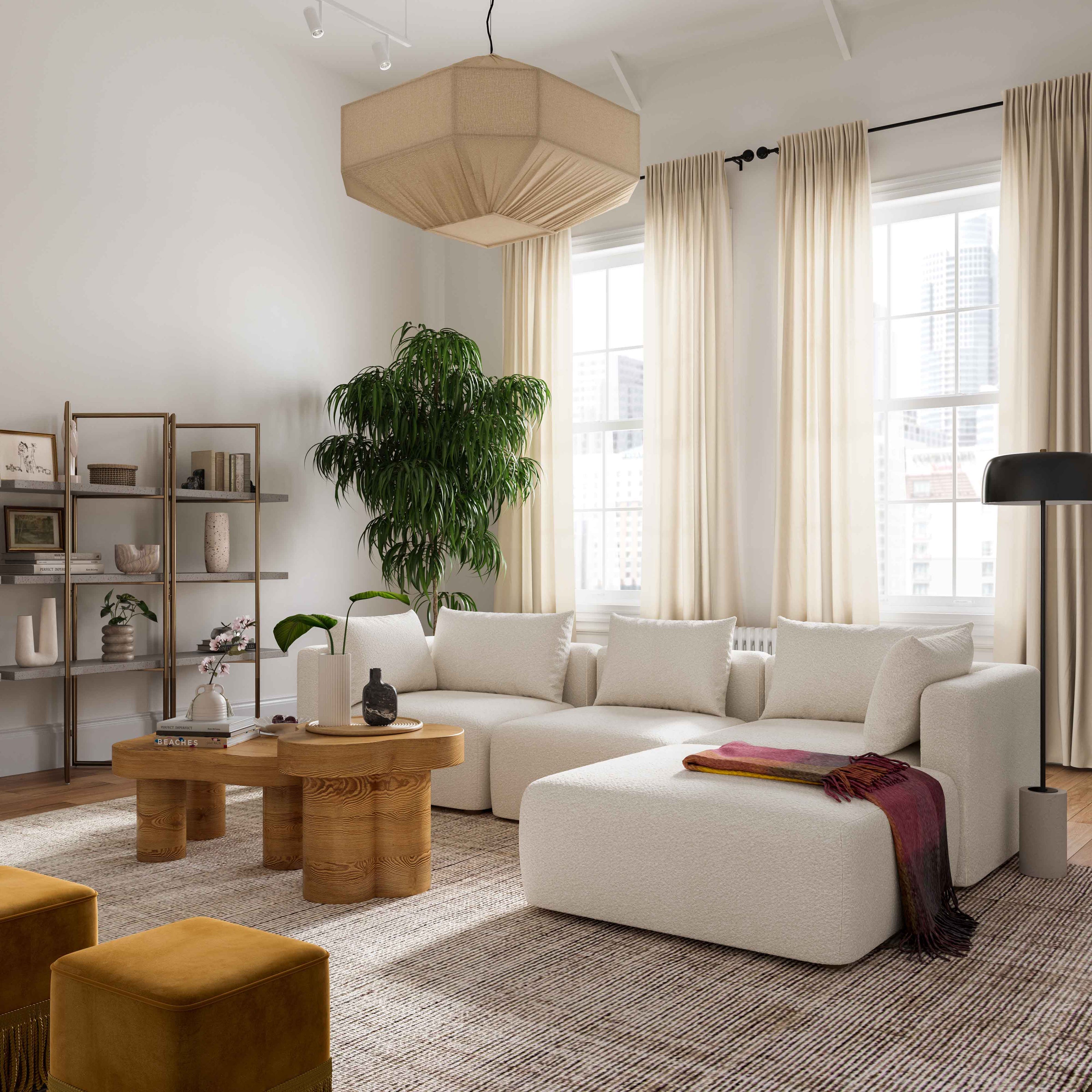 TOV Furniture Hangover Cream Boucle 4-Piece Modular Sectional