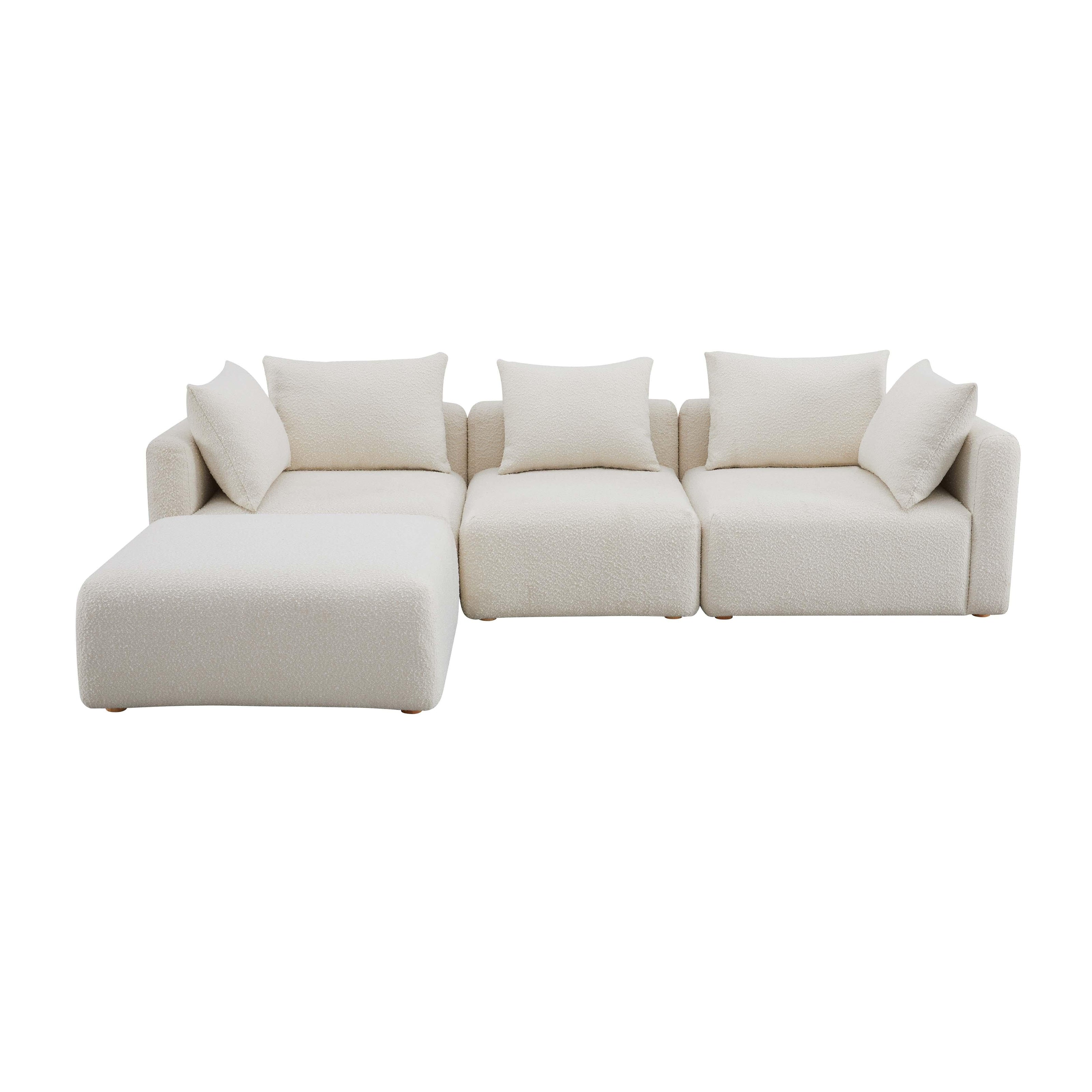 TOV Furniture Hangover Cream Boucle 4-Piece Modular Sectional