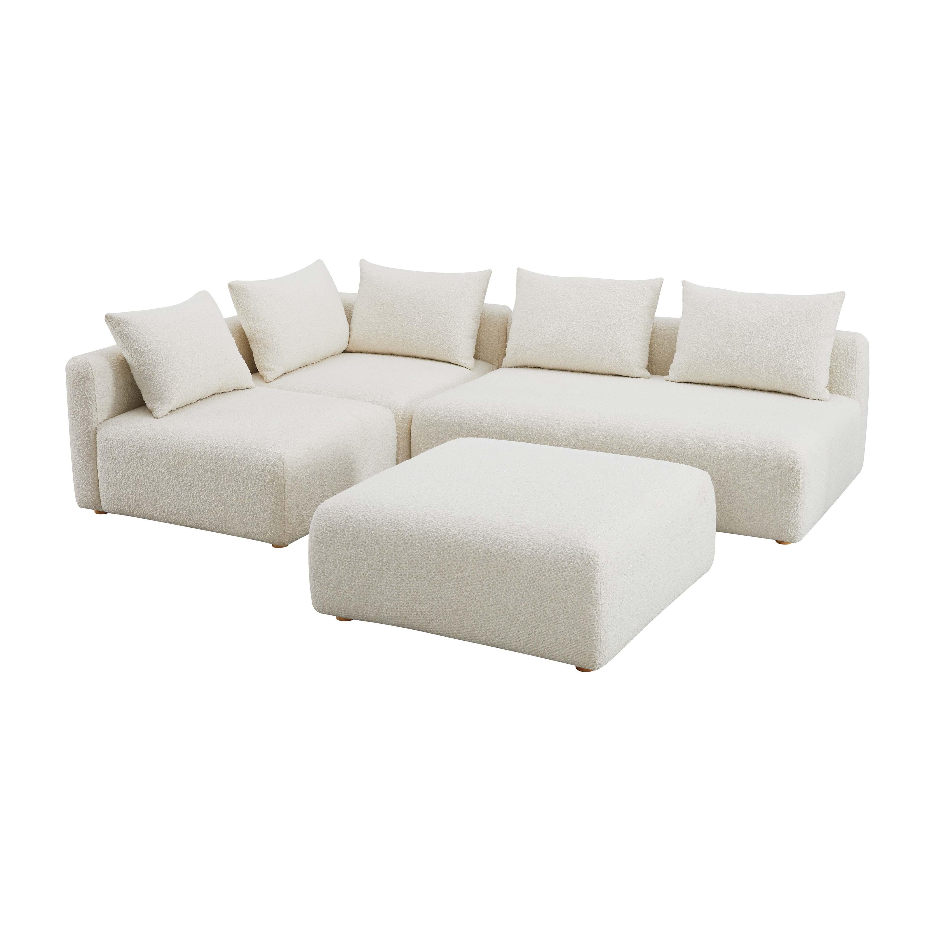 TOV Furniture Hangover Cream Boucle 4-Piece Modular Chaise Sectional