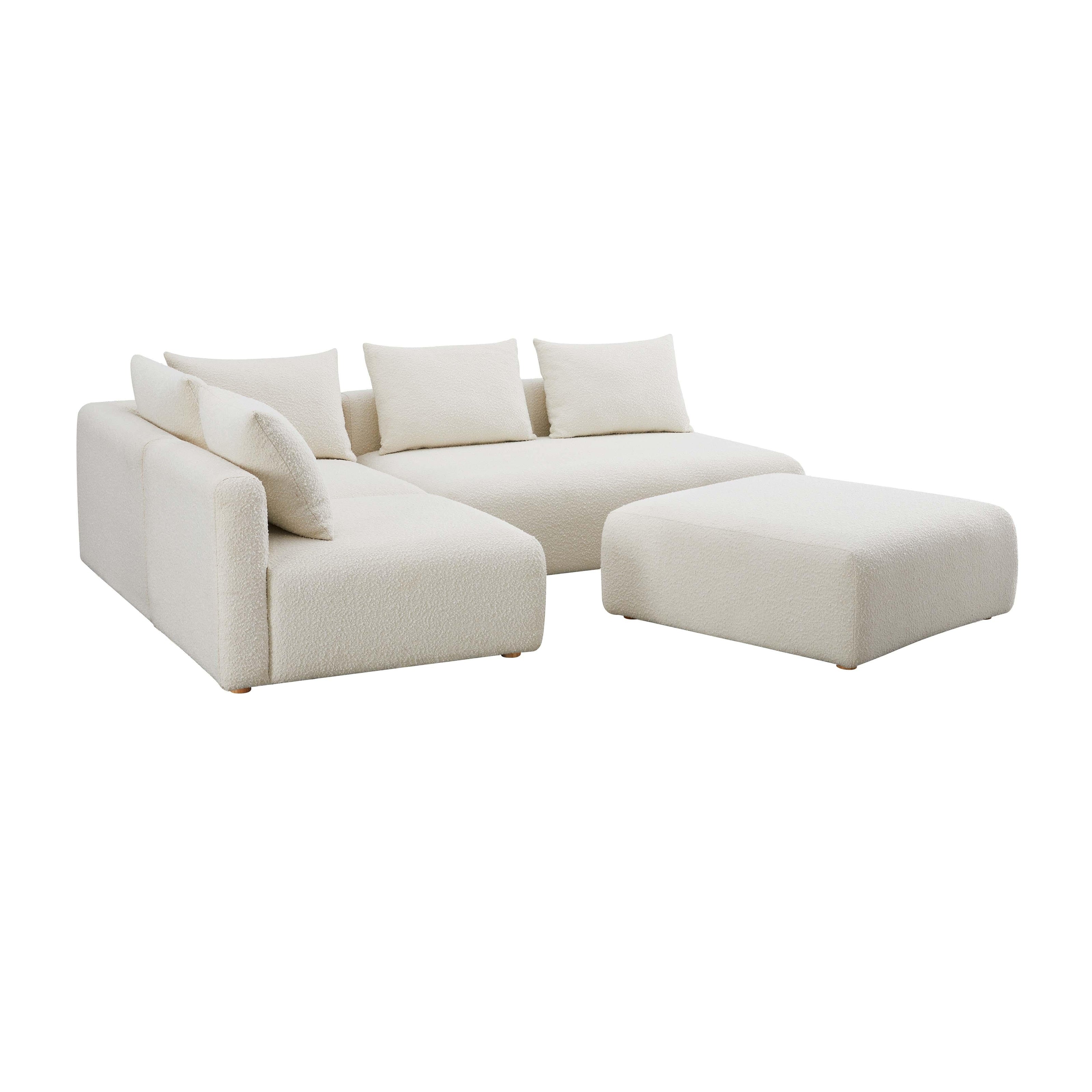 TOV Furniture Hangover Cream Boucle 4-Piece Modular Chaise Sectional