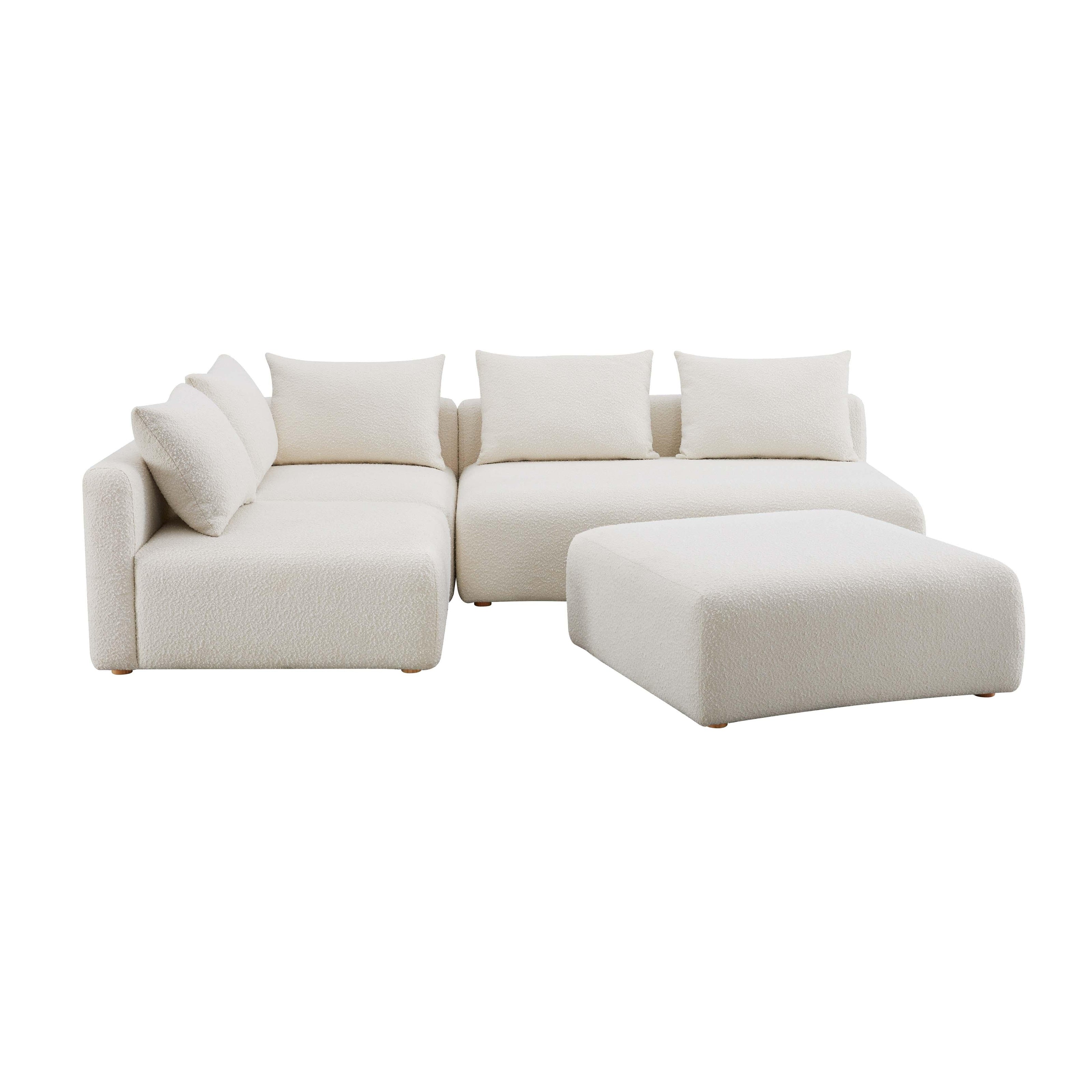 TOV Furniture Hangover Cream Boucle 4-Piece Modular Chaise Sectional