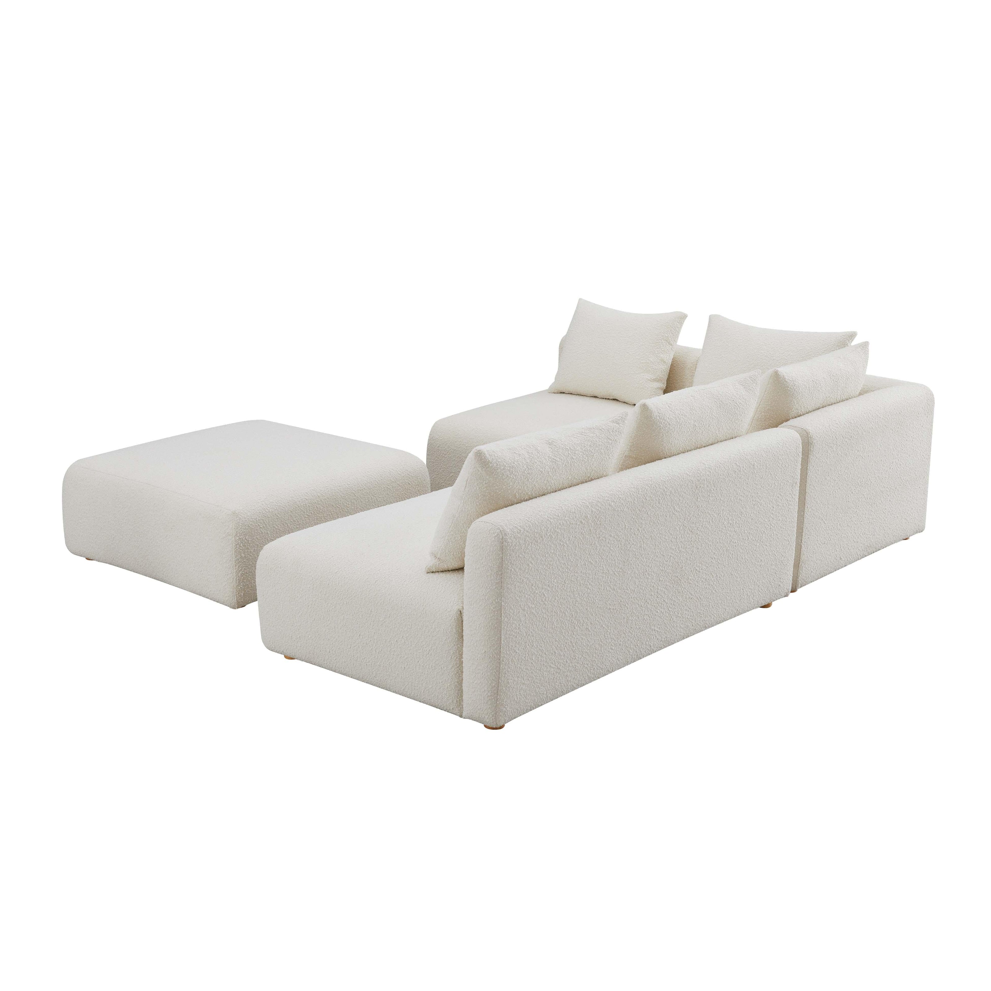 TOV Furniture Hangover Cream Boucle 4-Piece Modular Chaise Sectional