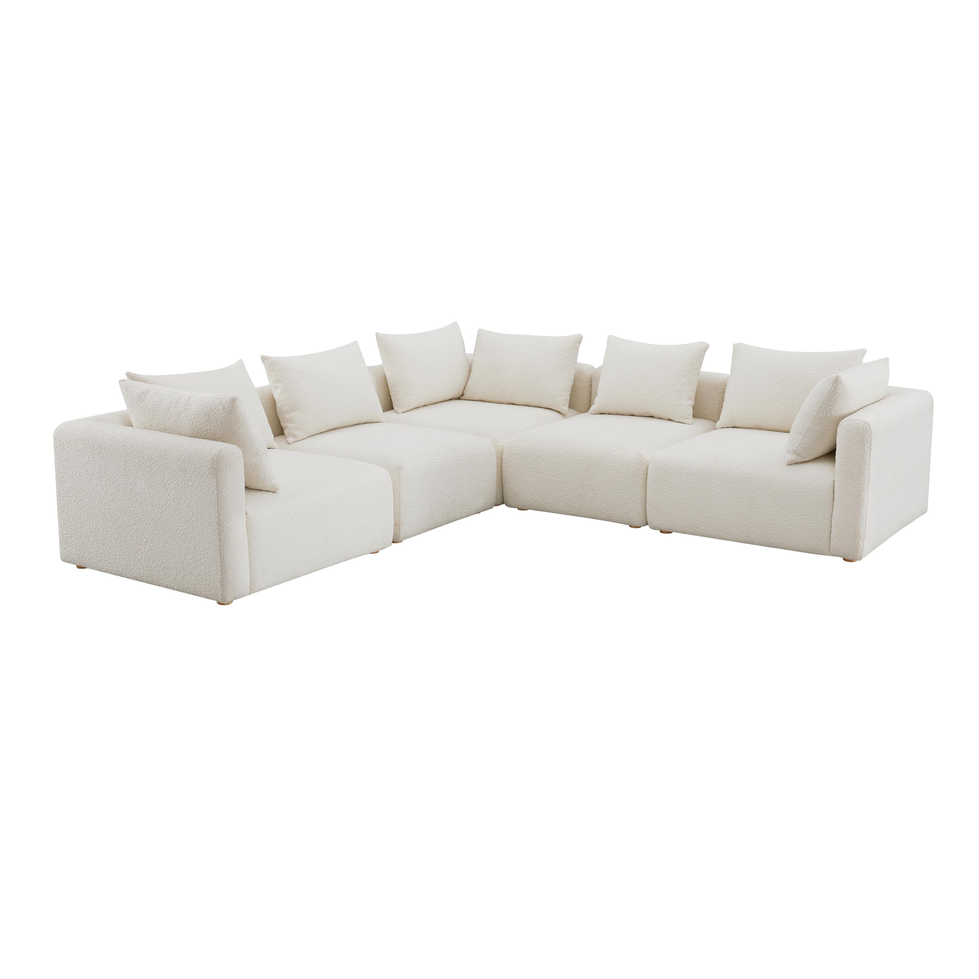 TOV Furniture Hangover Cream Boucle 5-Piece Modular L-Sectional
