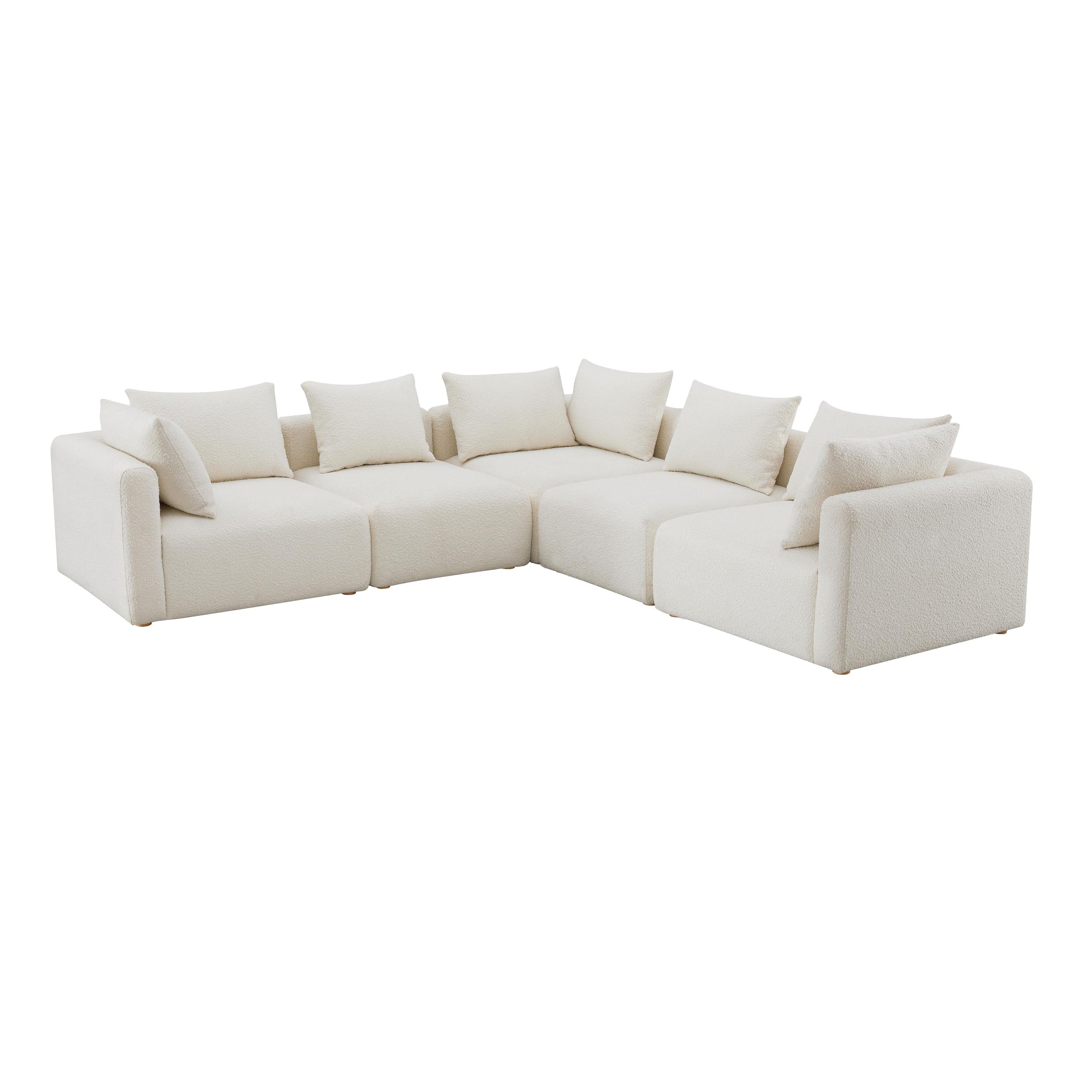 TOV Furniture Hangover Cream Boucle 5-Piece Modular L-Sectional
