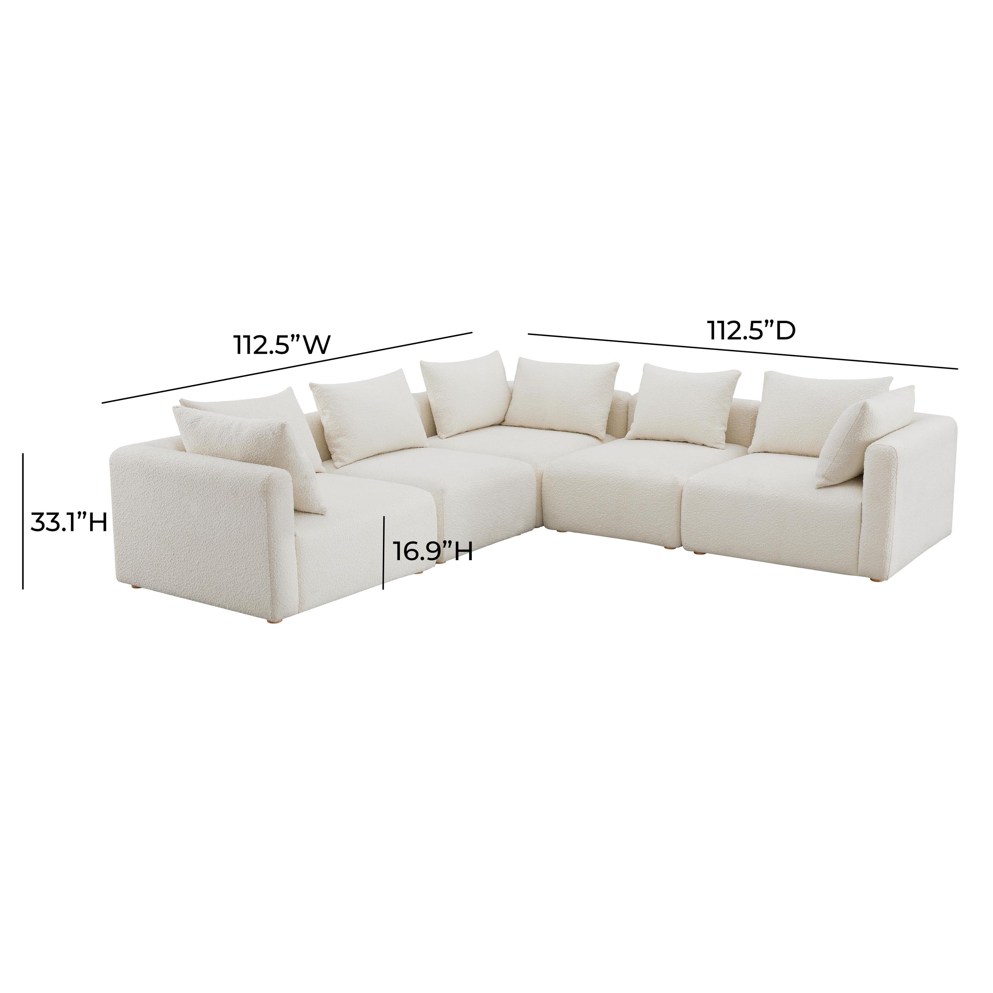 TOV Furniture Hangover Cream Boucle 5-Piece Modular L-Sectional