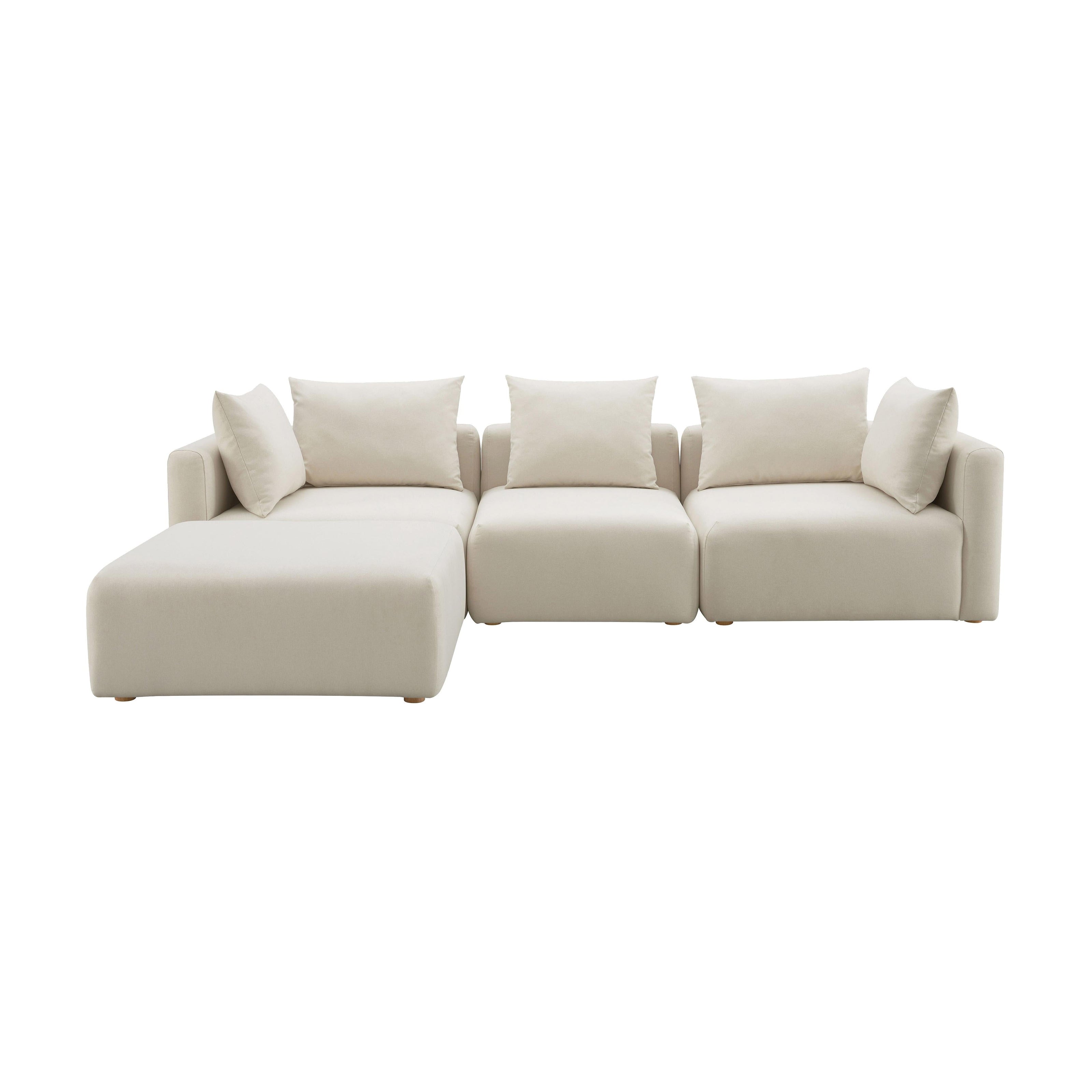 TOV Furniture Hangover Cream Linen 4-Piece Modular Sectional
