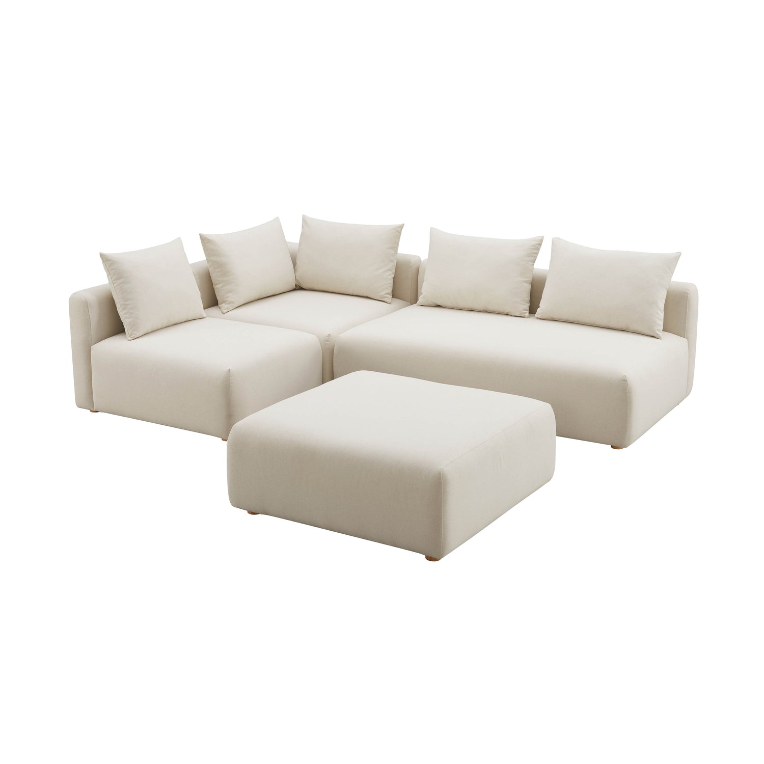 TOV Furniture Hangover Cream Linen 4-Piece Modular Chaise Sectional