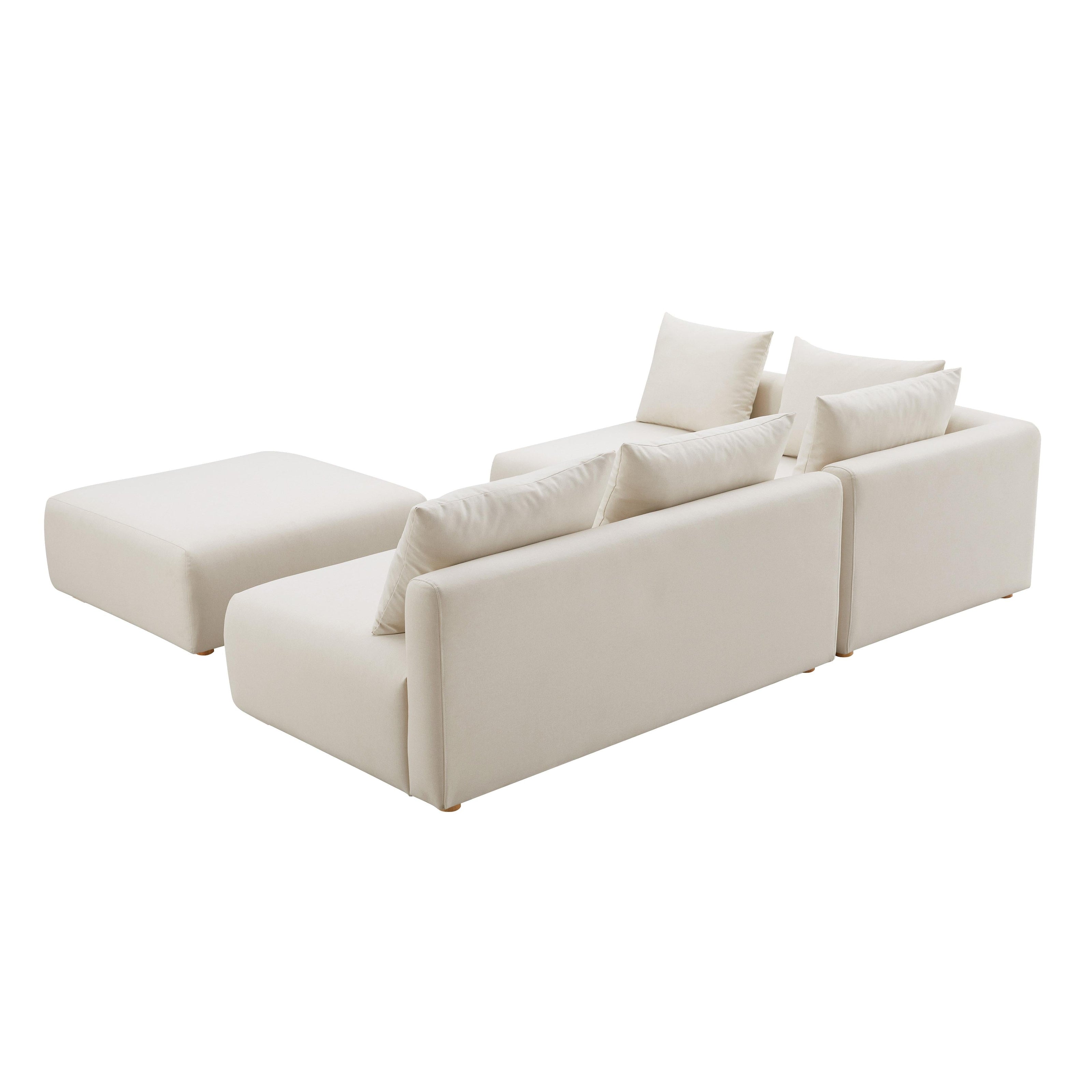 TOV Furniture Hangover Cream Linen 4-Piece Modular Chaise Sectional