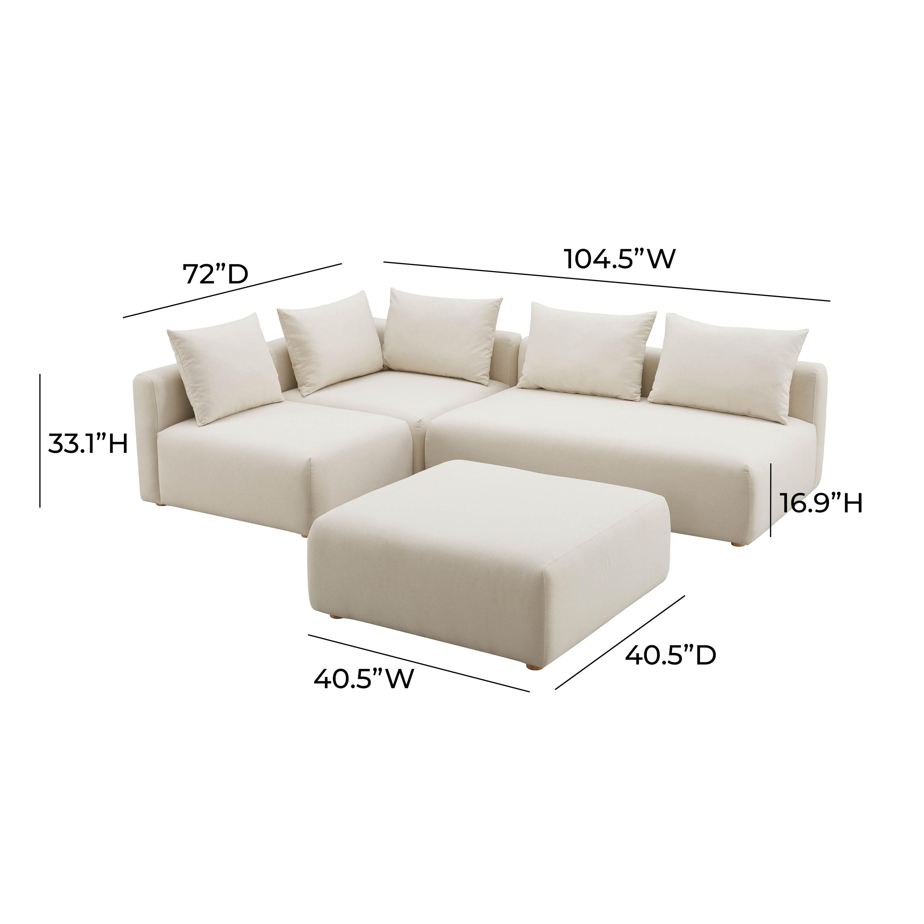 TOV Furniture Hangover Cream Linen 4-Piece Modular Sectional