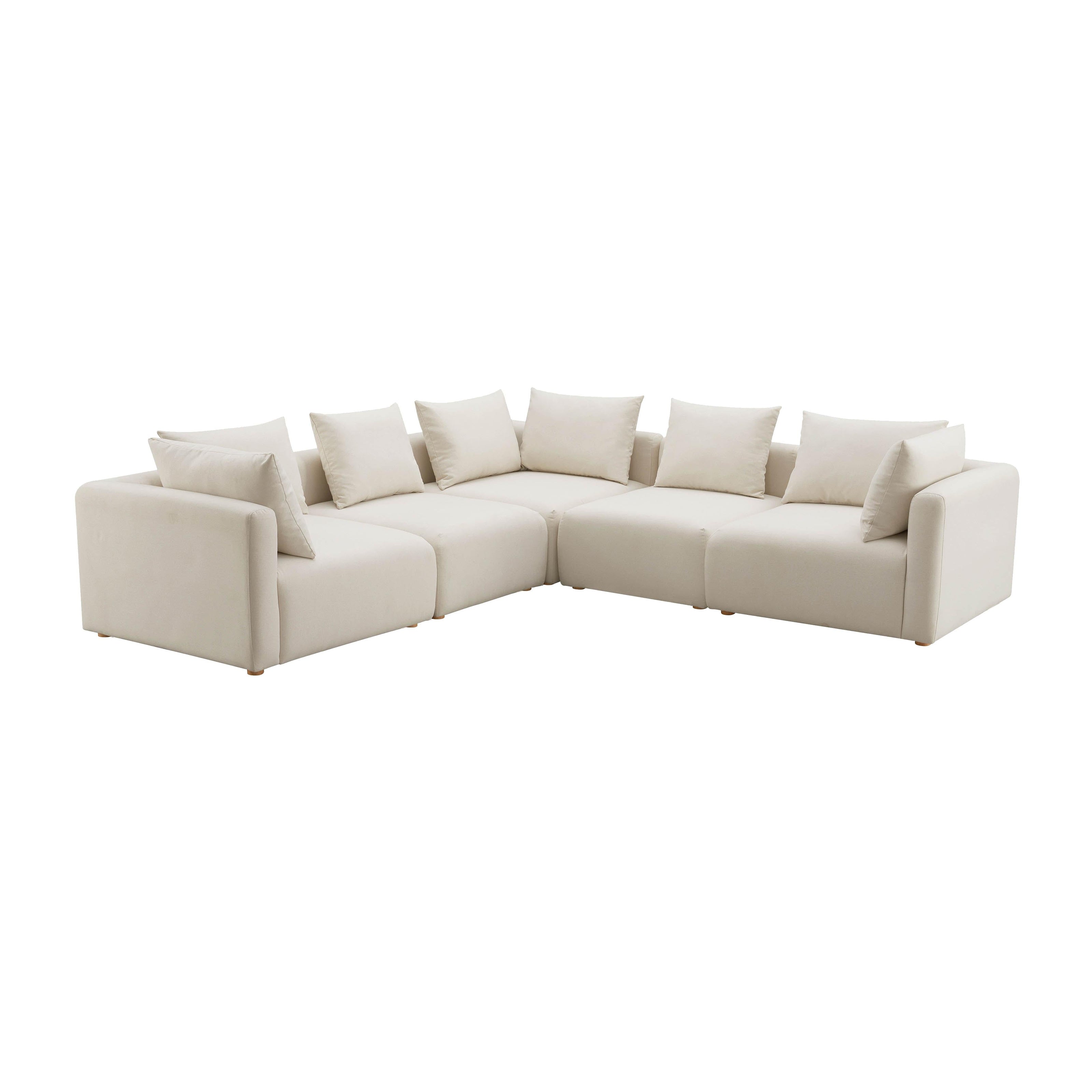 TOV Furniture Hangover Cream Linen 5-Piece Modular L-Sectional