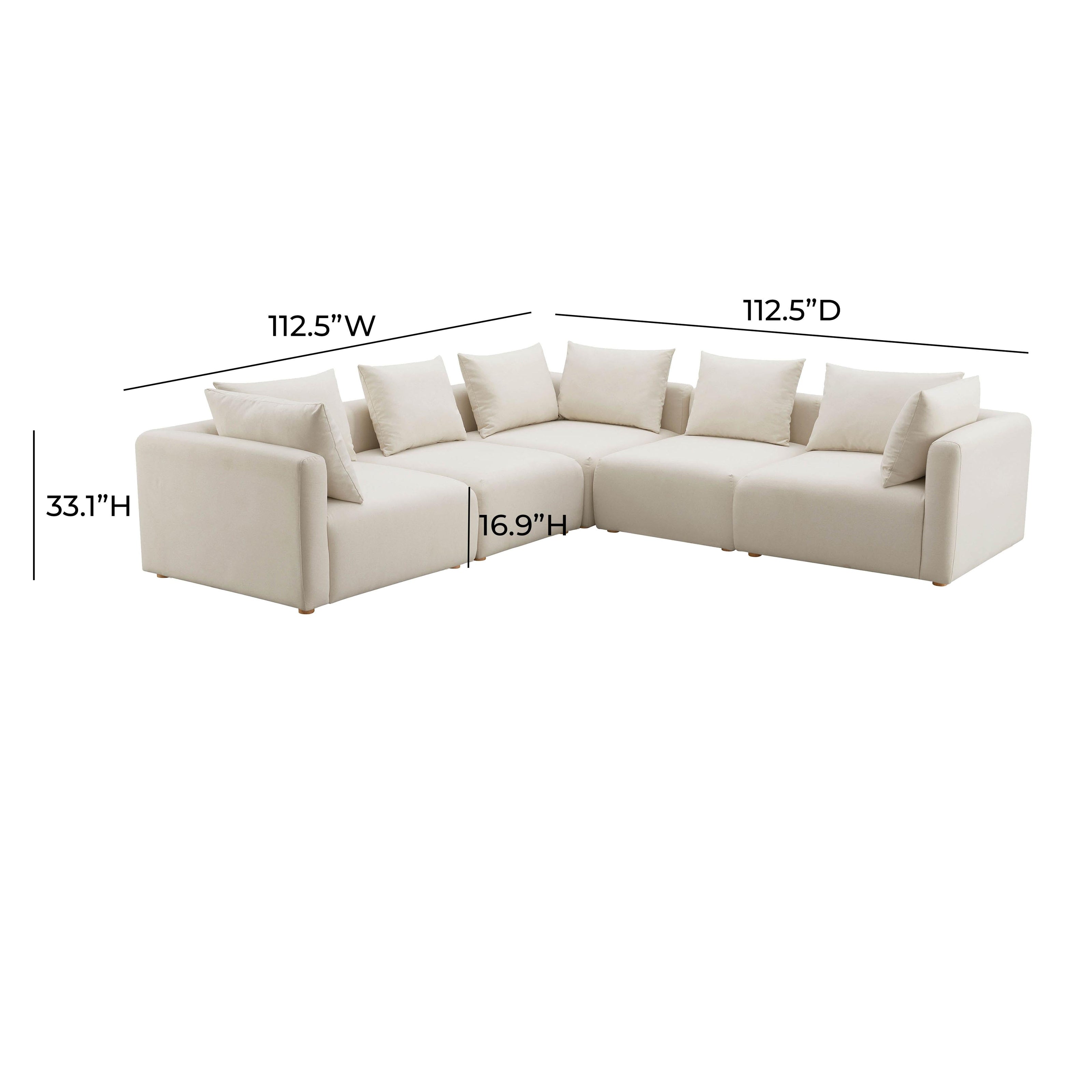 TOV Furniture Hangover Cream Linen 5-Piece Modular L-Sectional