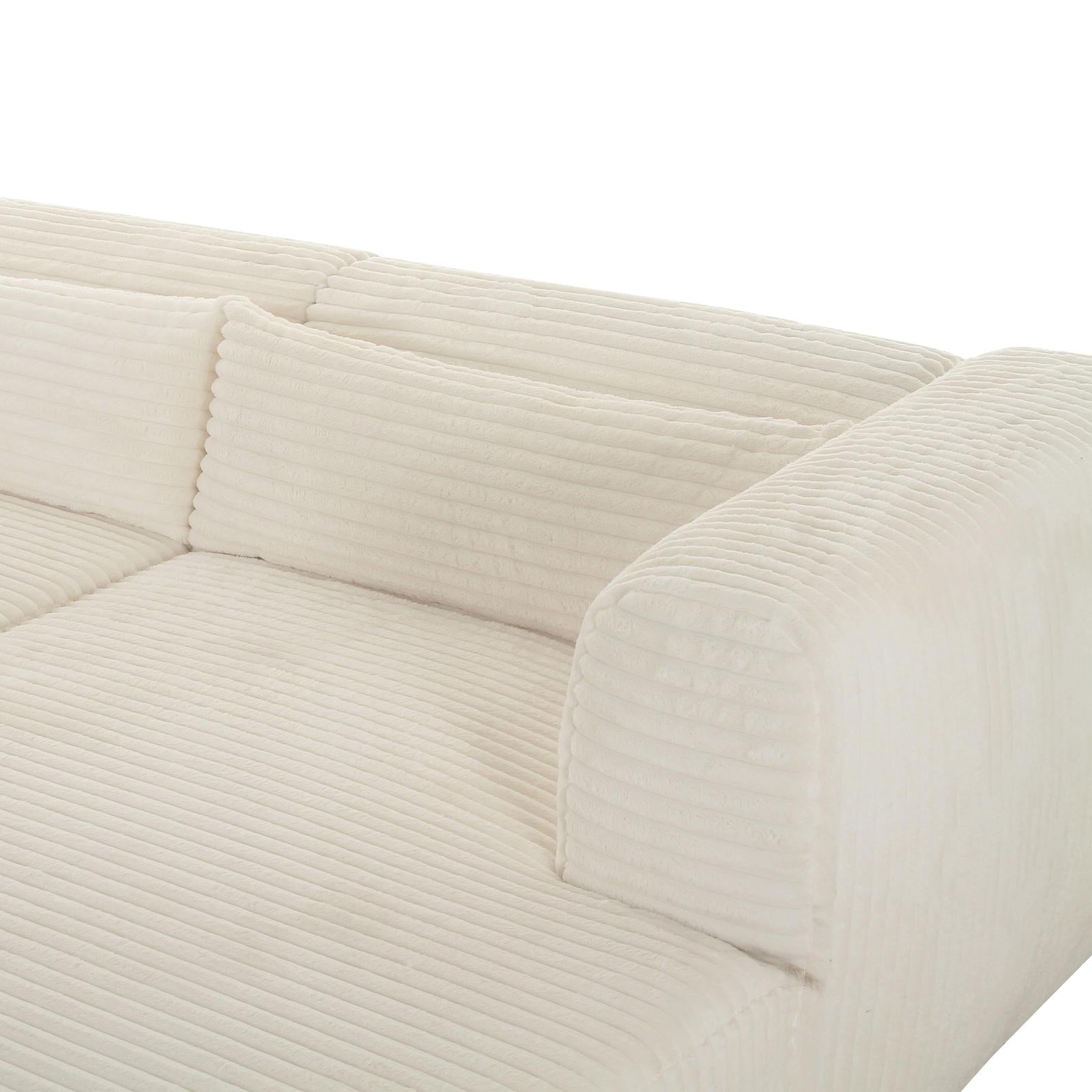 TOV Furniture Tarra Fluffy Oversized Cream Corduroy Modular Sectional