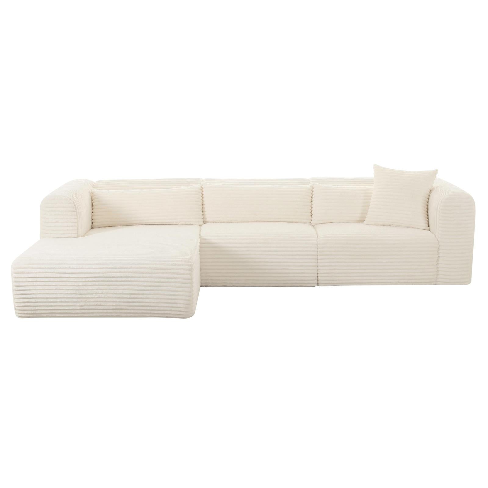 TOV Furniture Tarra Fluffy Oversized Cream Corduroy Modular Sectional