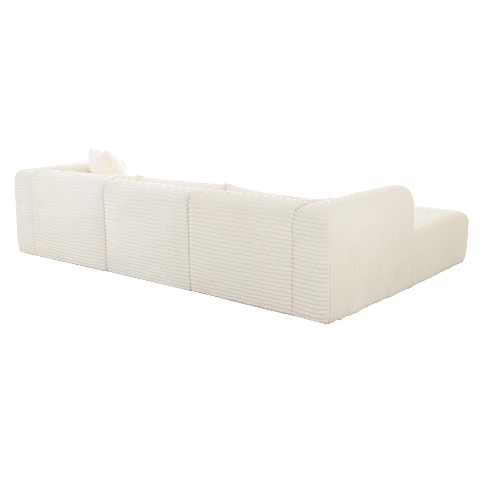 TOV Furniture Tarra Fluffy Oversized Cream Corduroy Modular Sectional