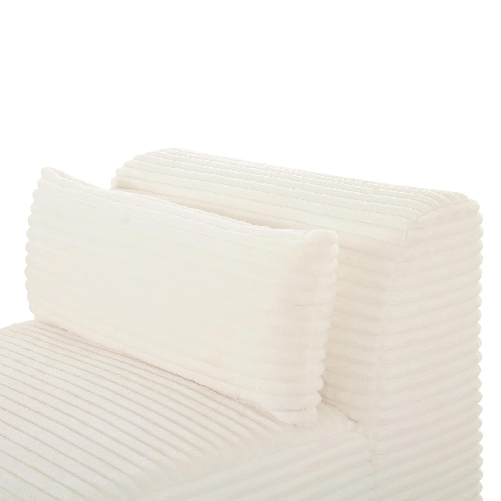 TOV Furniture Tarra Fluffy Oversized Cream Corduroy Modular Armless Chair