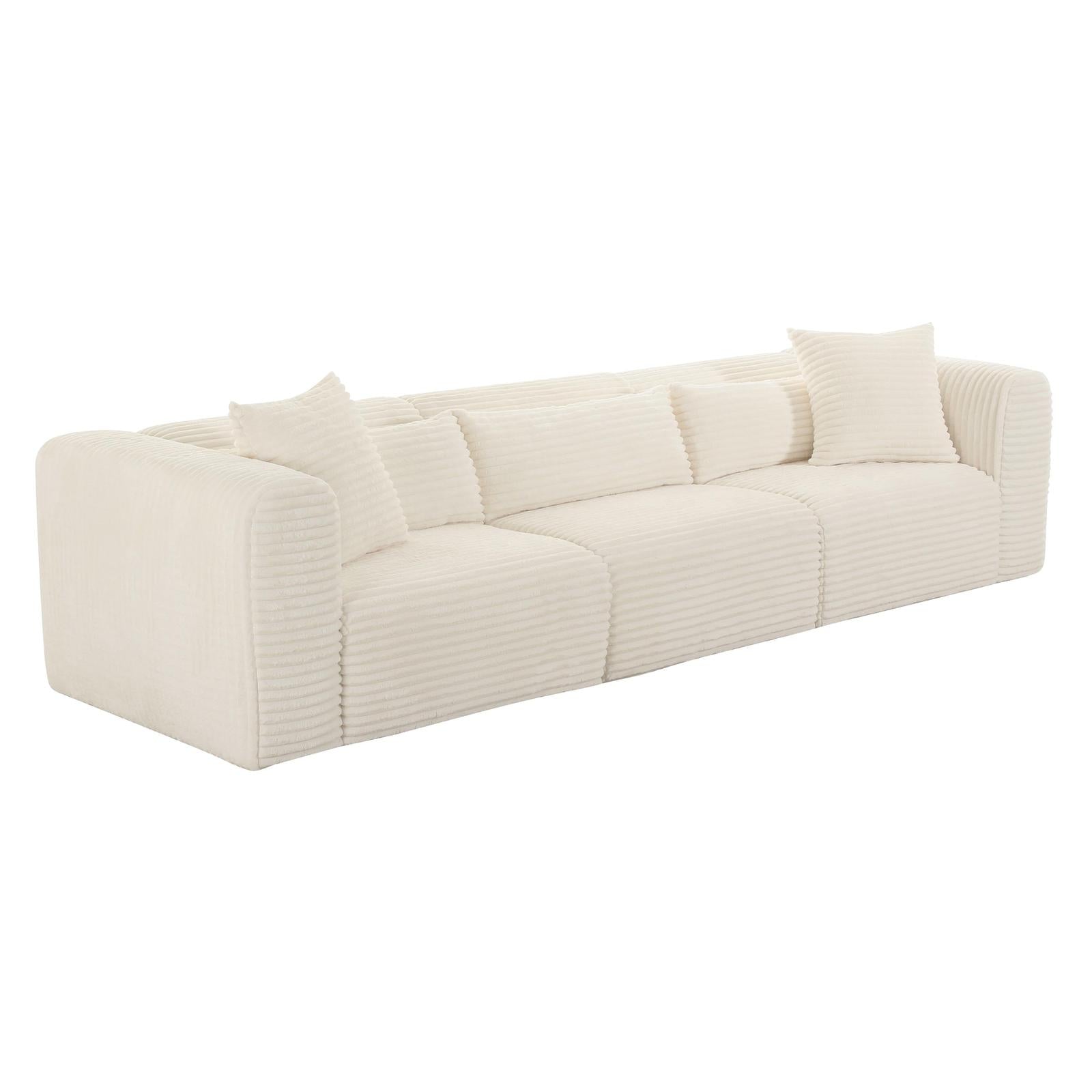 TOV Furniture Tarra Fluffy Oversized Cream Corduroy Modular Sofa