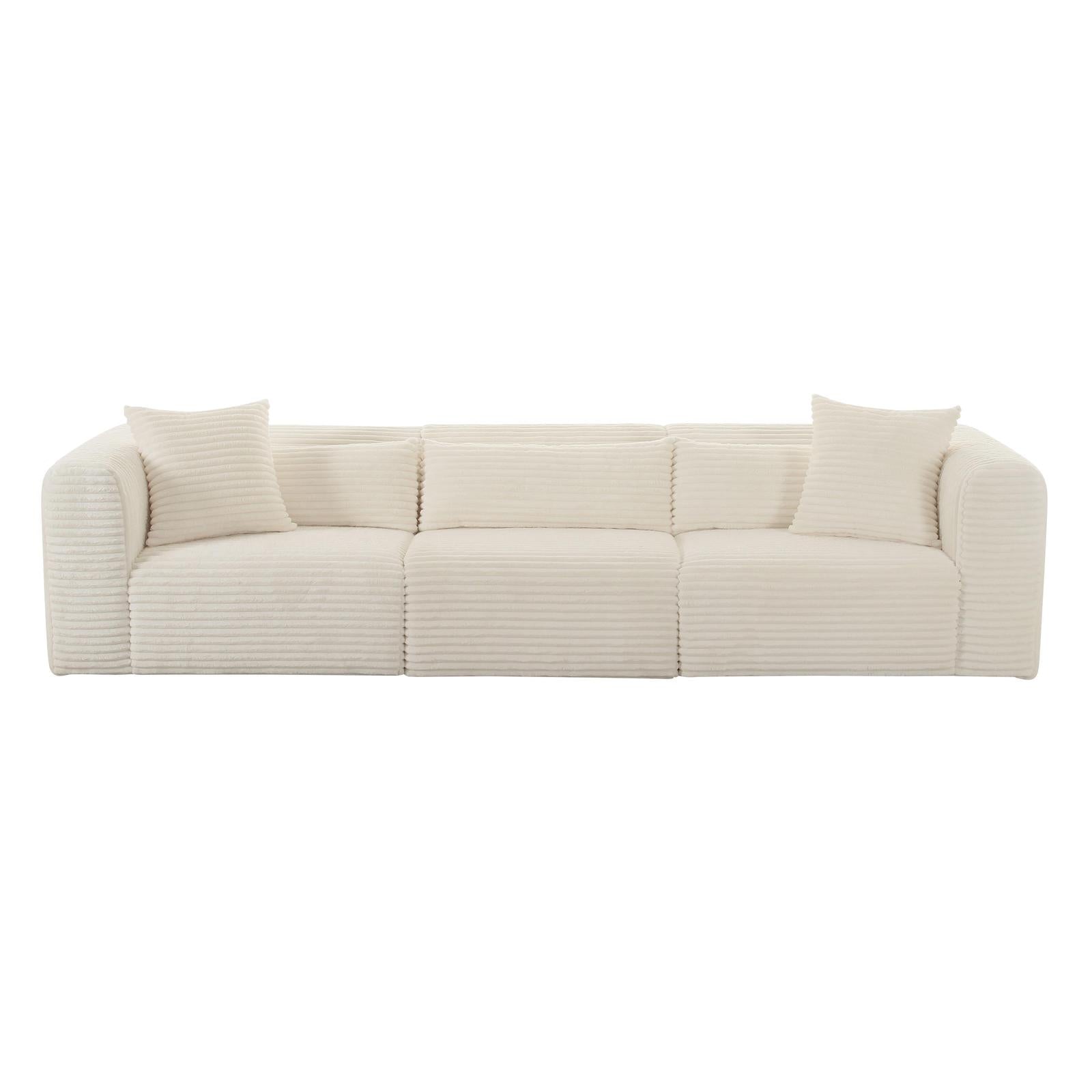 TOV Furniture Tarra Fluffy Oversized Cream Corduroy Modular Sofa