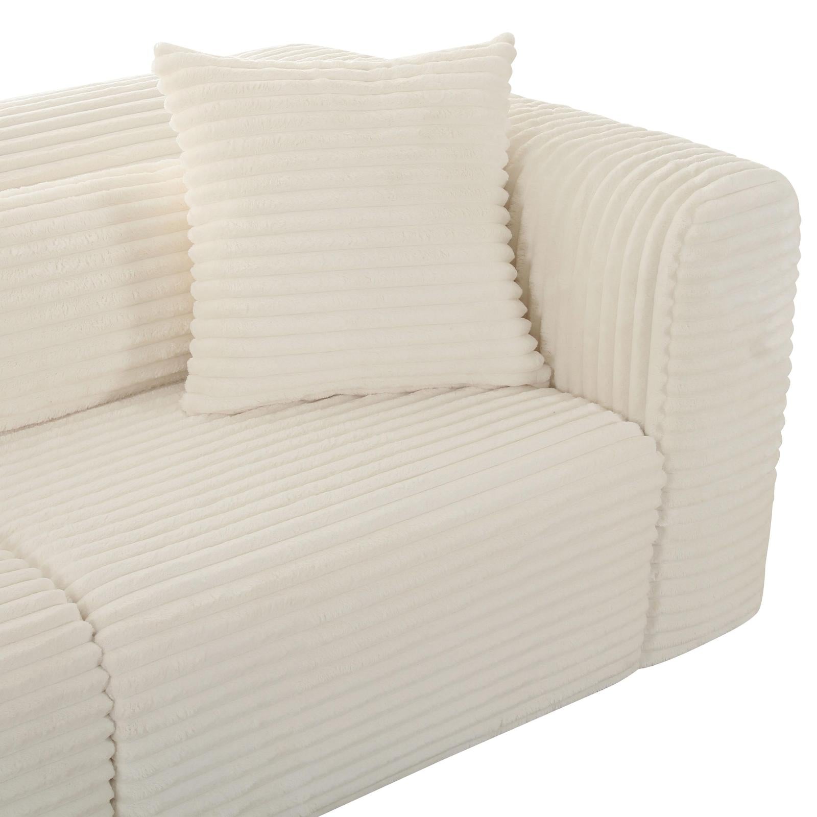 TOV Furniture Tarra Fluffy Oversized Cream Corduroy Modular Sofa