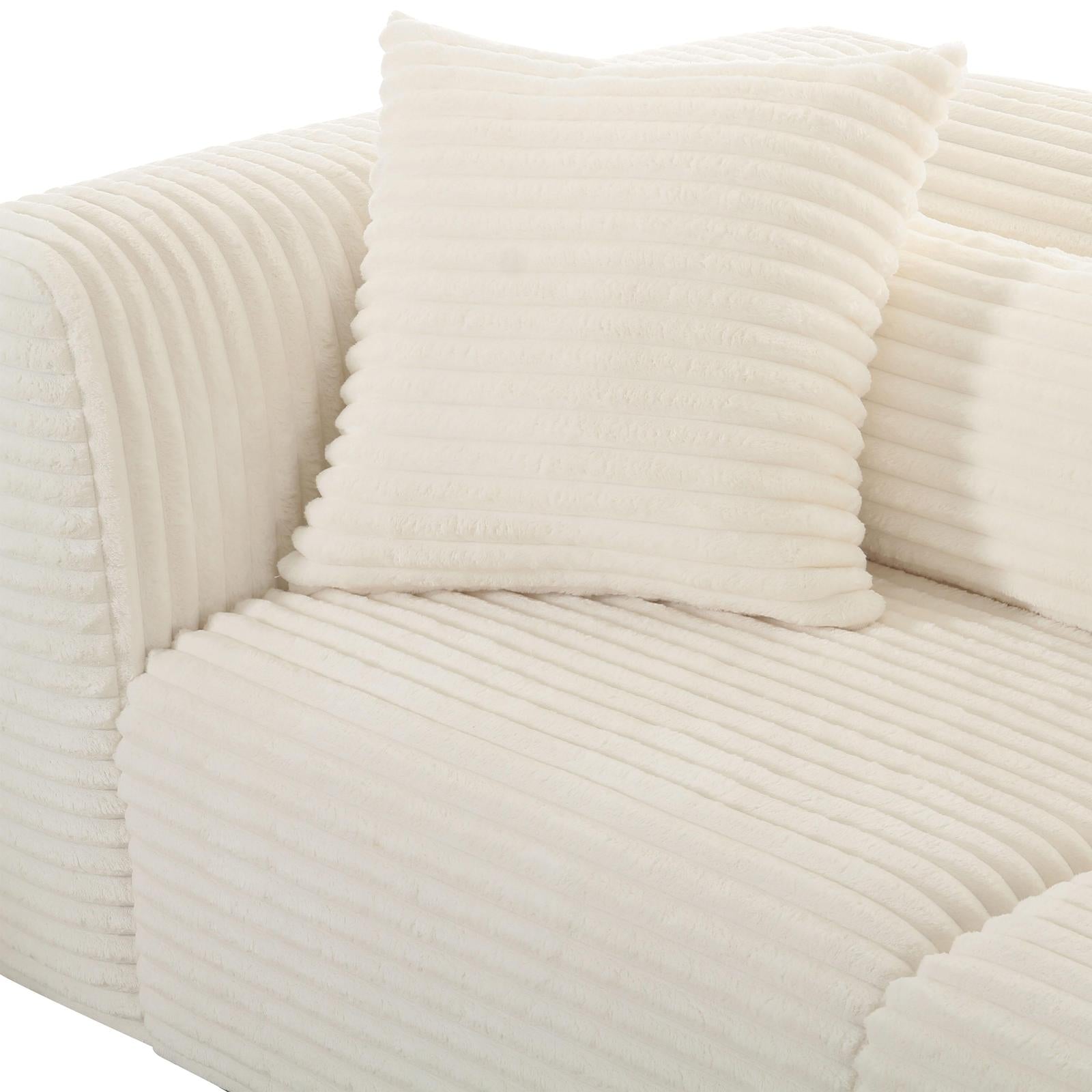 TOV Furniture Tarra Fluffy Oversized Cream Corduroy Modular Loveseat