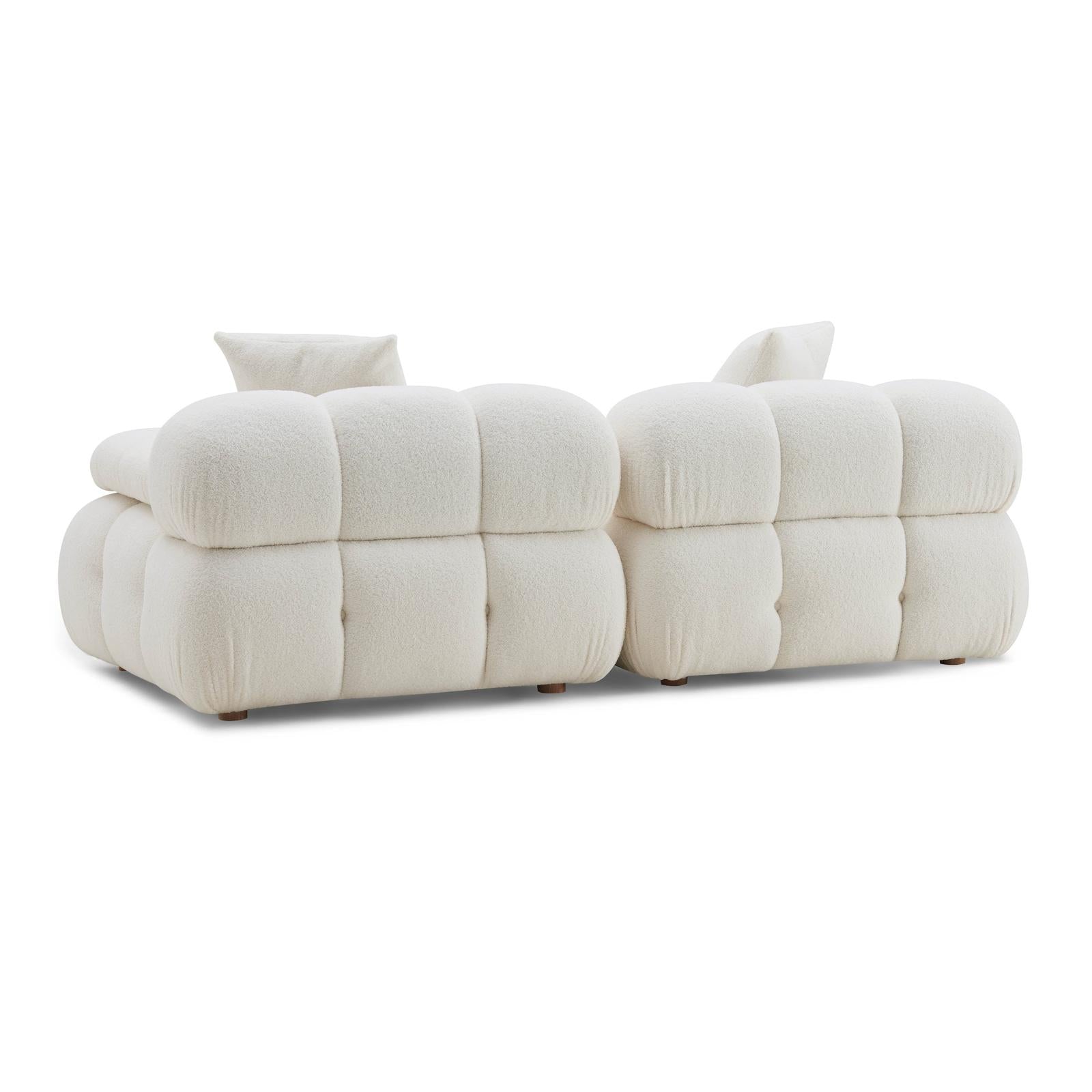 TOV Furniture Calliope Cream Vegan Shearling Modular Loveseat