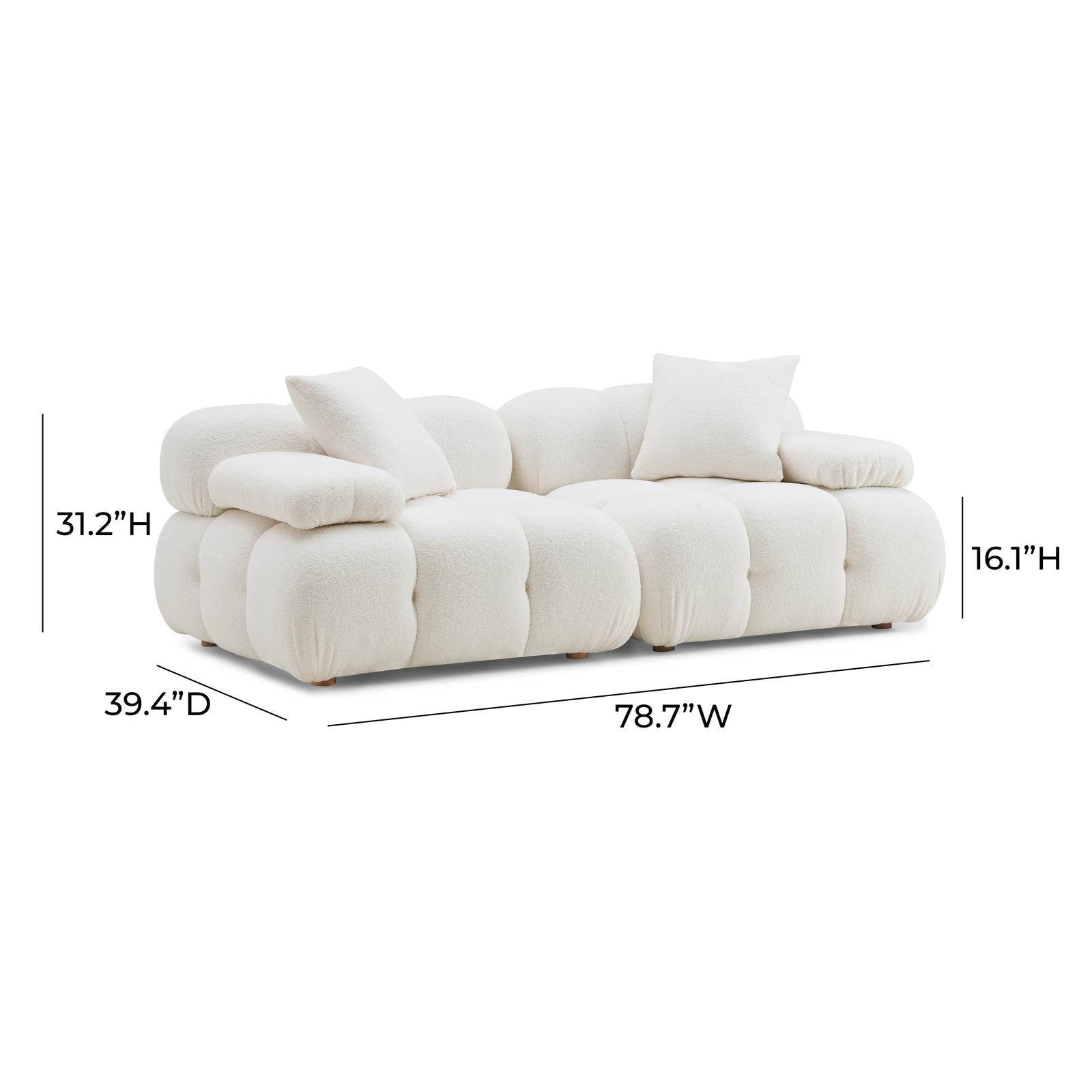 TOV Furniture Calliope Cream Vegan Shearling Modular Loveseat