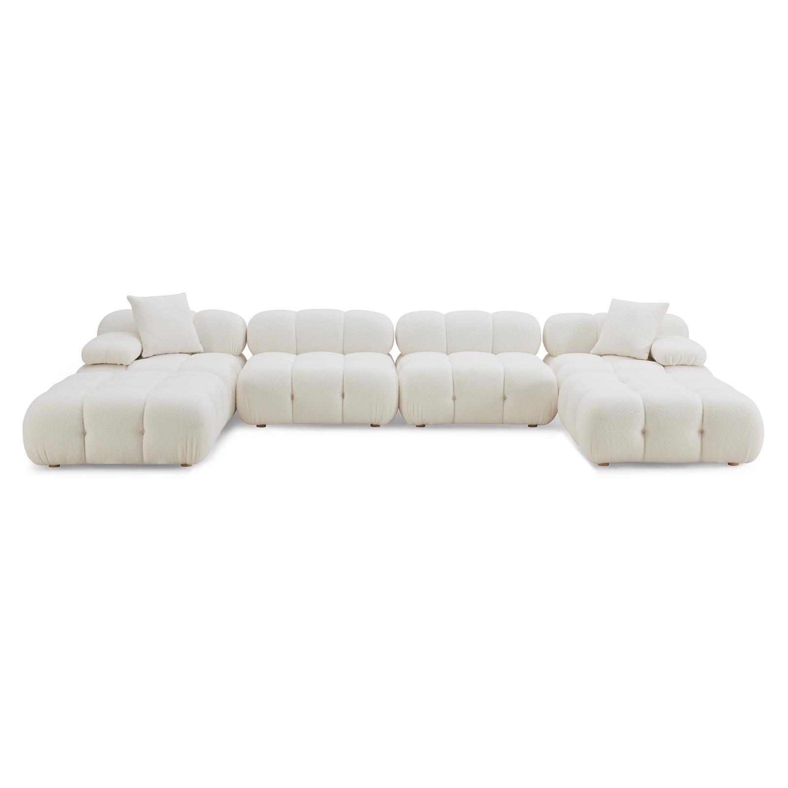 TOV Furniture Calliope Cream Vegan Shearling 6-piece Modular U-Sectional