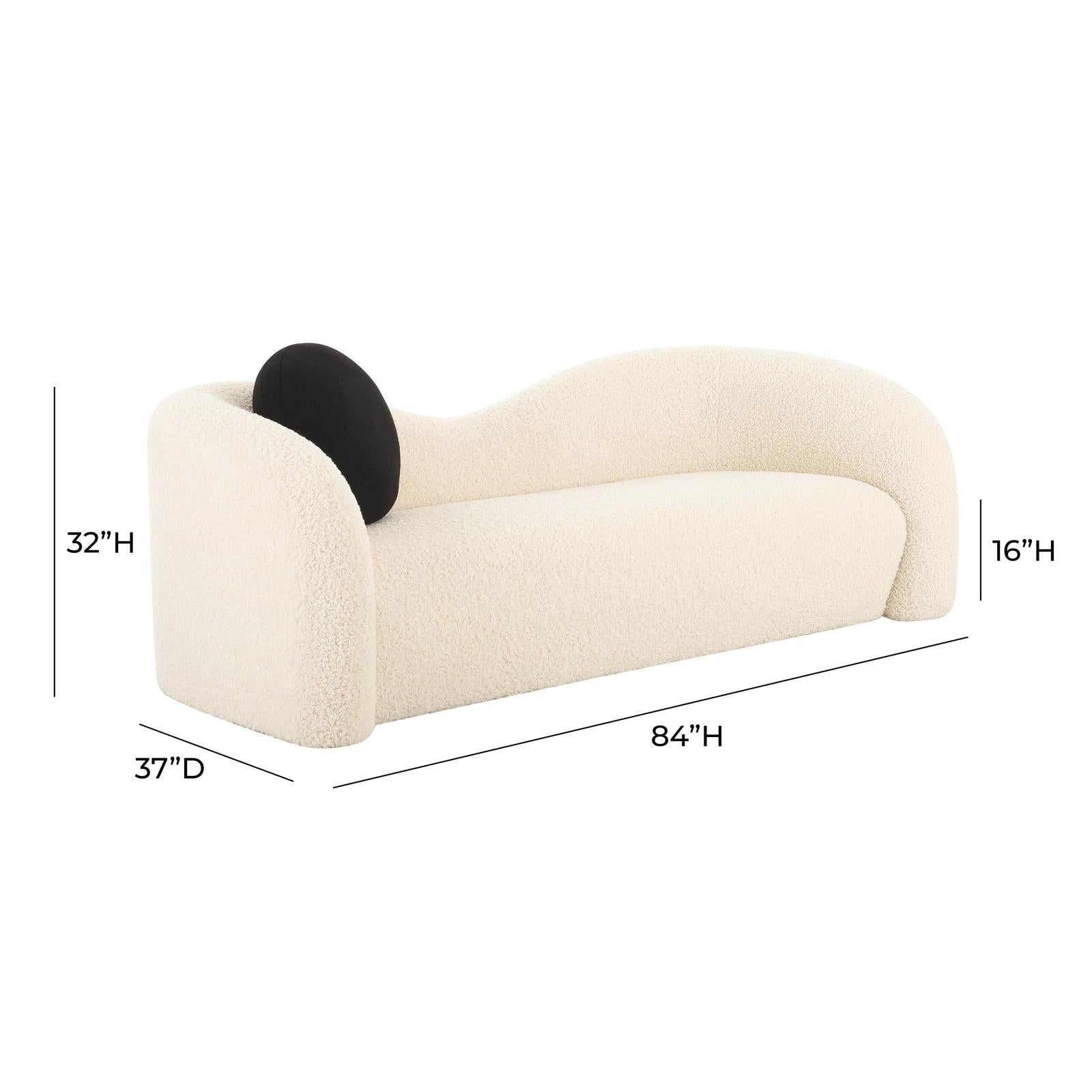 TOV Furniture Leonie Beige Faux Shearling 84 Inch Sofa