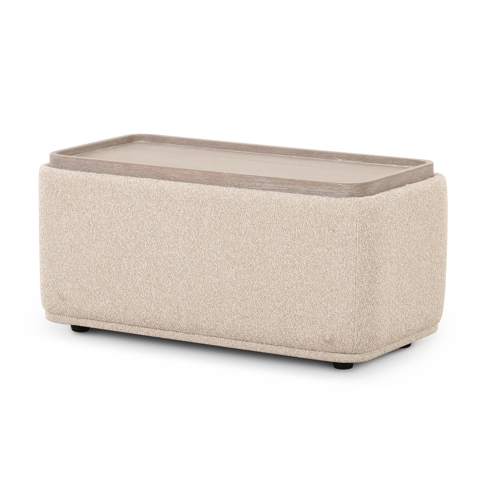 TOV Furniture Sylvie Cream Performance Boucle Ottoman Table