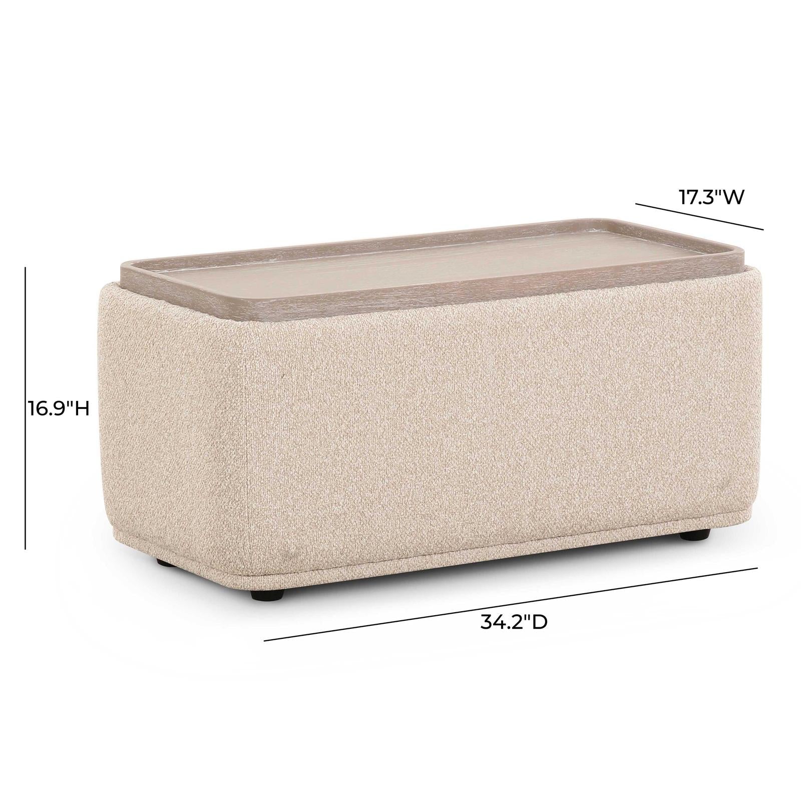 TOV Furniture Sylvie Cream Performance Boucle Ottoman Table