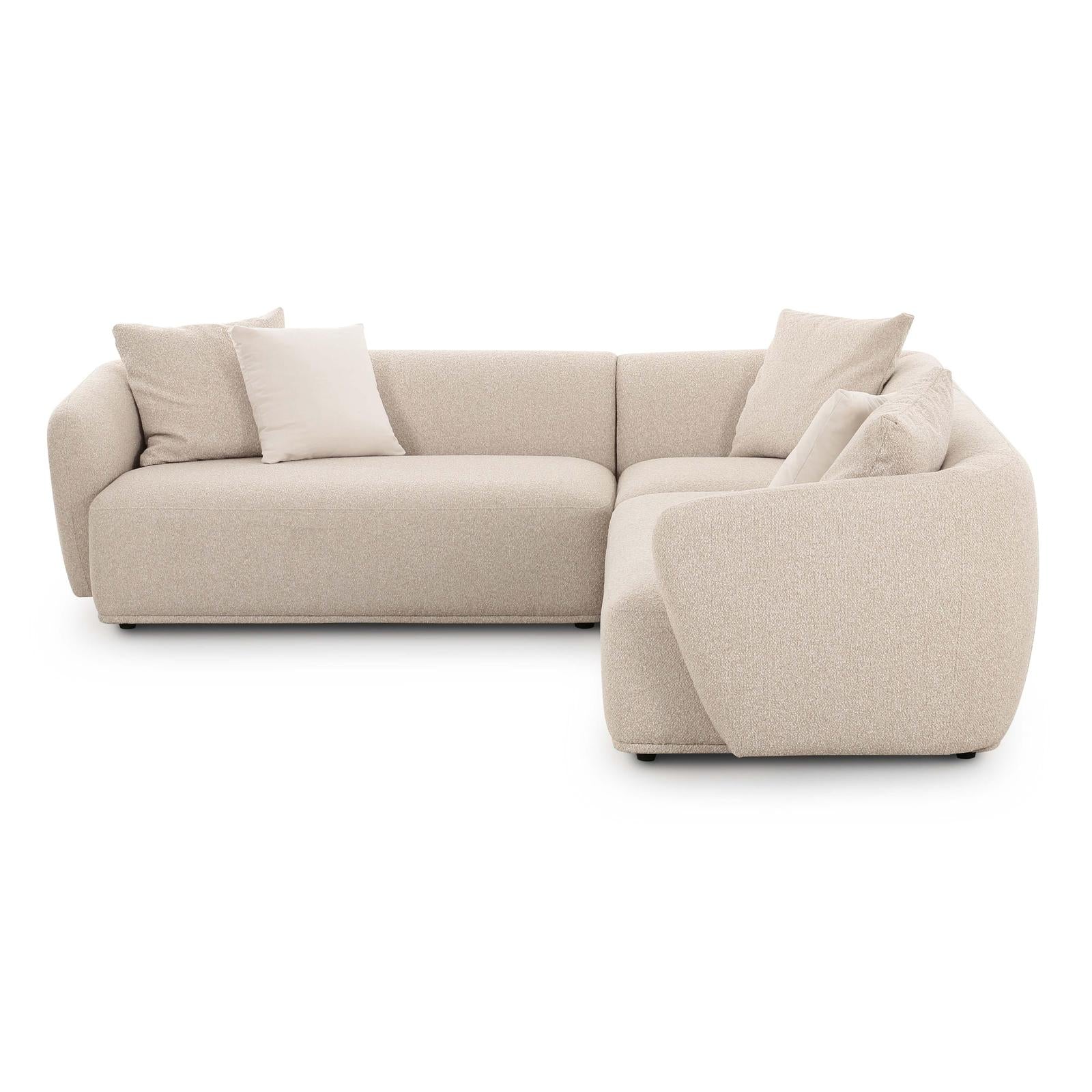 TOV Furniture Sylvie 3-Piece Cream Performance Boucle L-Shaped Sectional