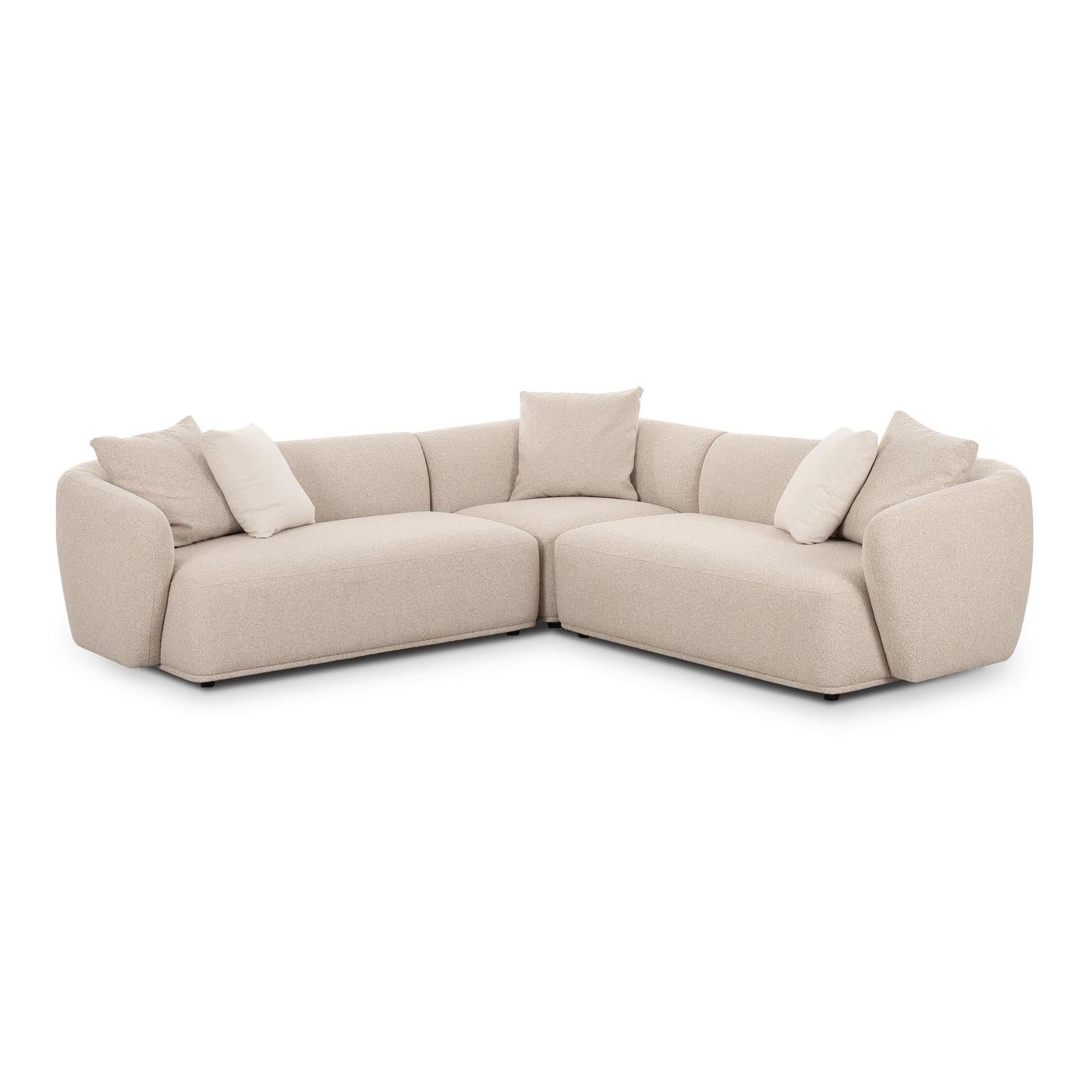 TOV Furniture Sylvie 3-Piece Cream Performance Boucle L-Shaped Sectional