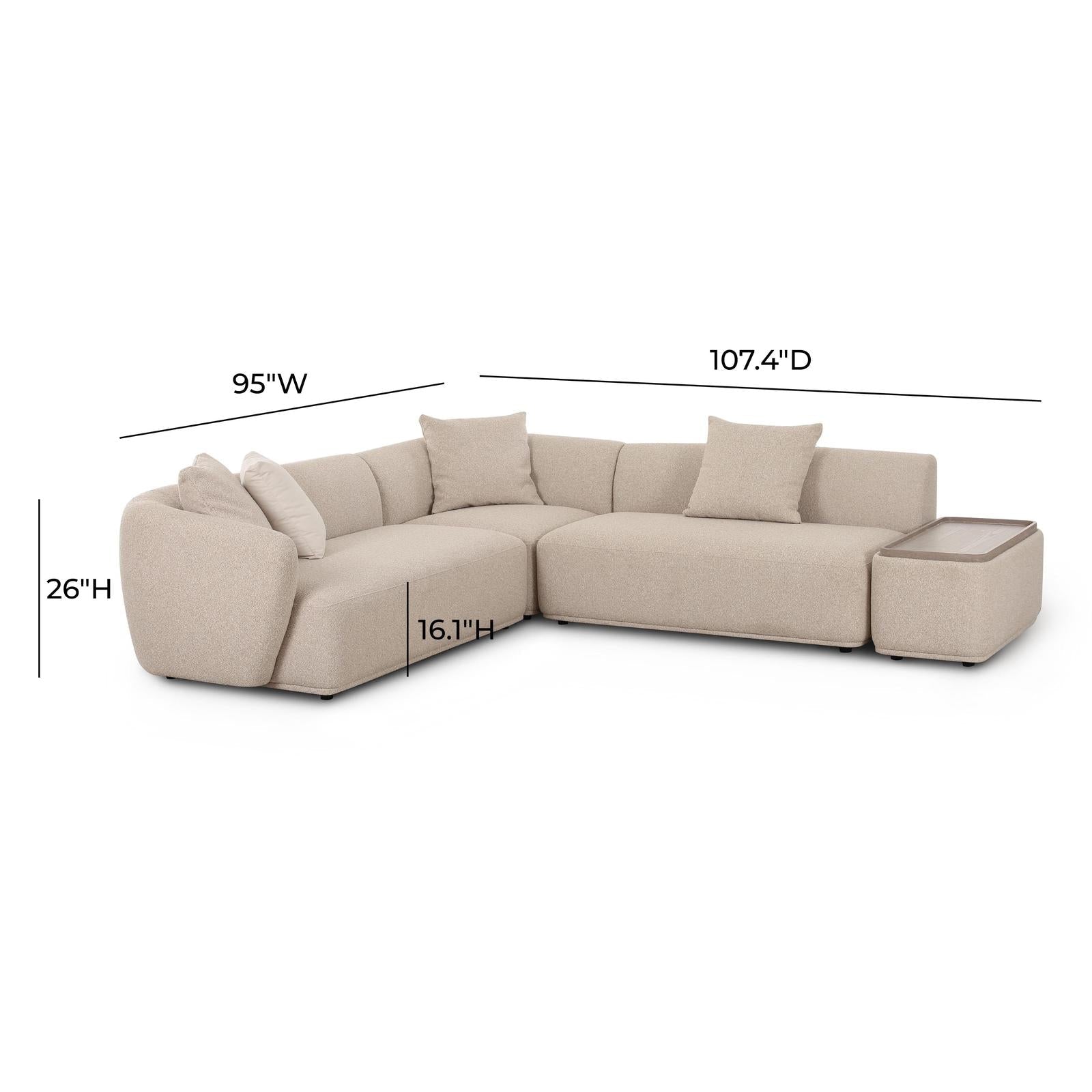 TOV Furniture Sylvie 4-Piece Cream Performance Boucle Chaise Sectional
