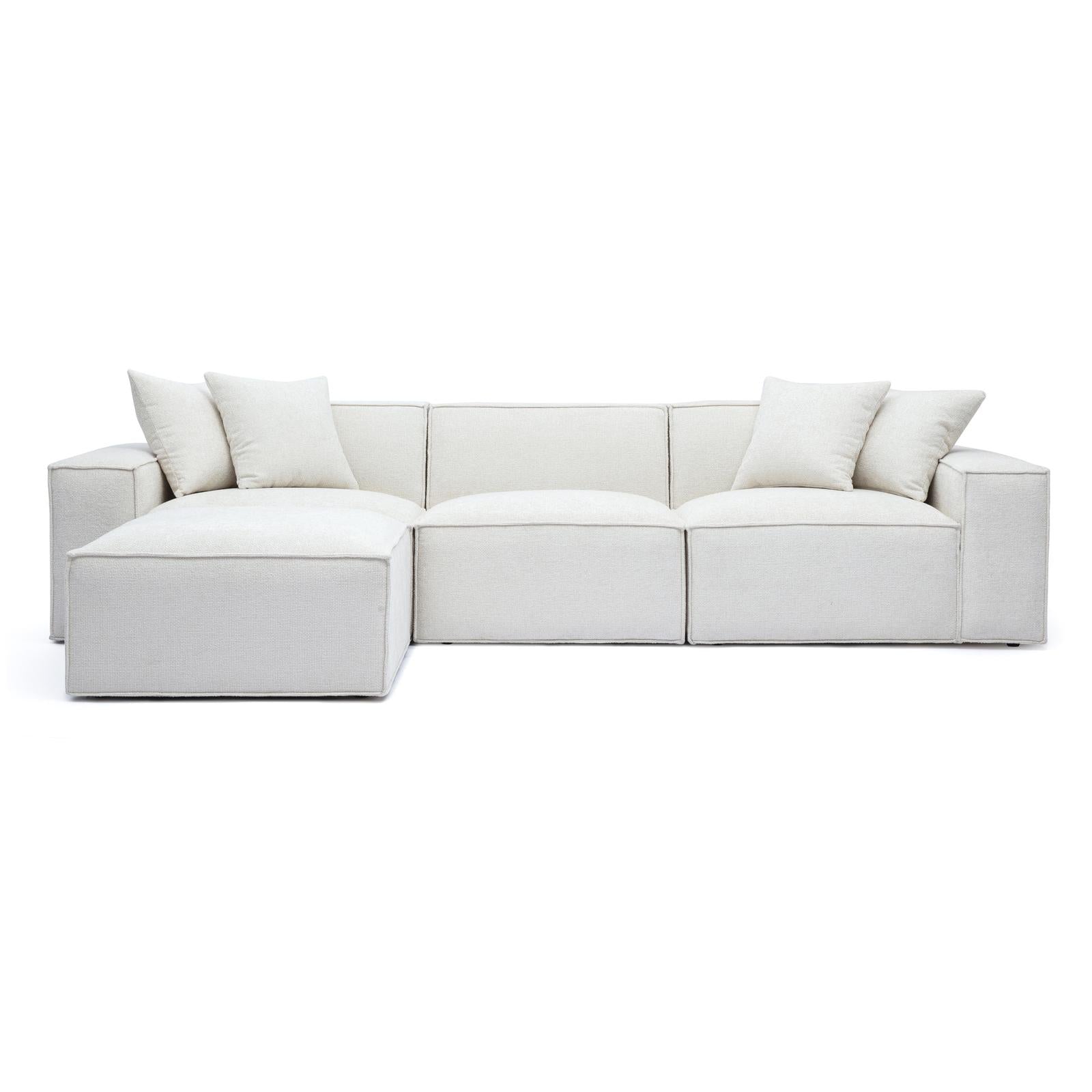 TOV Furniture Mindy 4-Piece Performance Chenille Basketweave Modular Sectional