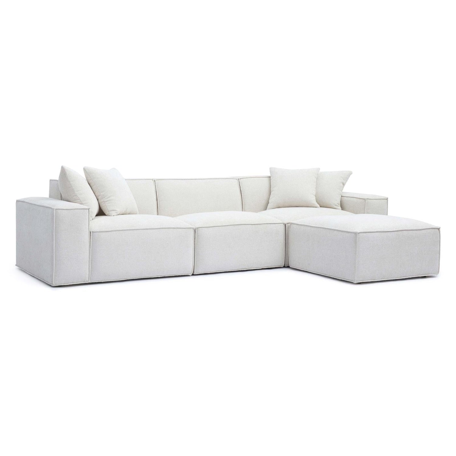 TOV Furniture Mindy 4-Piece Performance Chenille Basketweave Modular Sectional