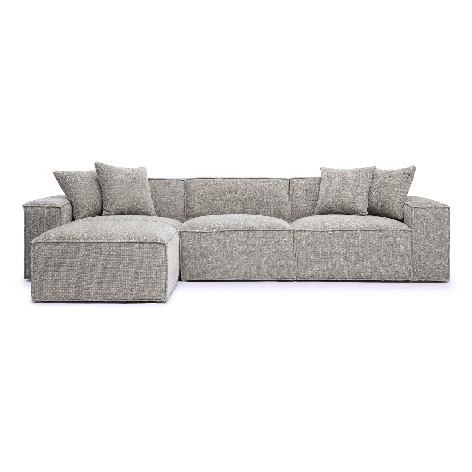 TOV Furniture Mindy 4-Piece Performance Chenille Basketweave Modular Sectional