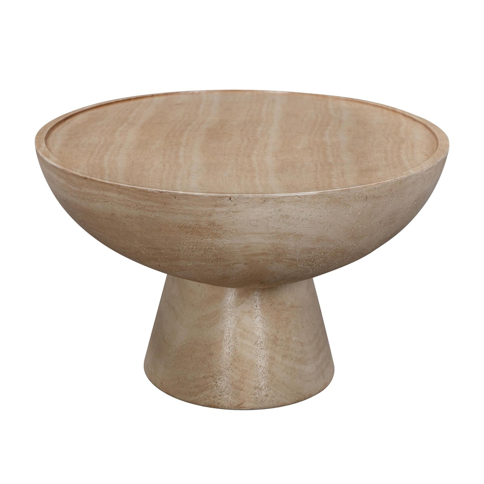 TOV Furniture Eclipse Textured Faux Travertine Indoor / Outdoor Coffee Table