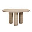 TOV Furniture Patti Textured Faux Travertine Indoor / Outdoor Round Dining Table