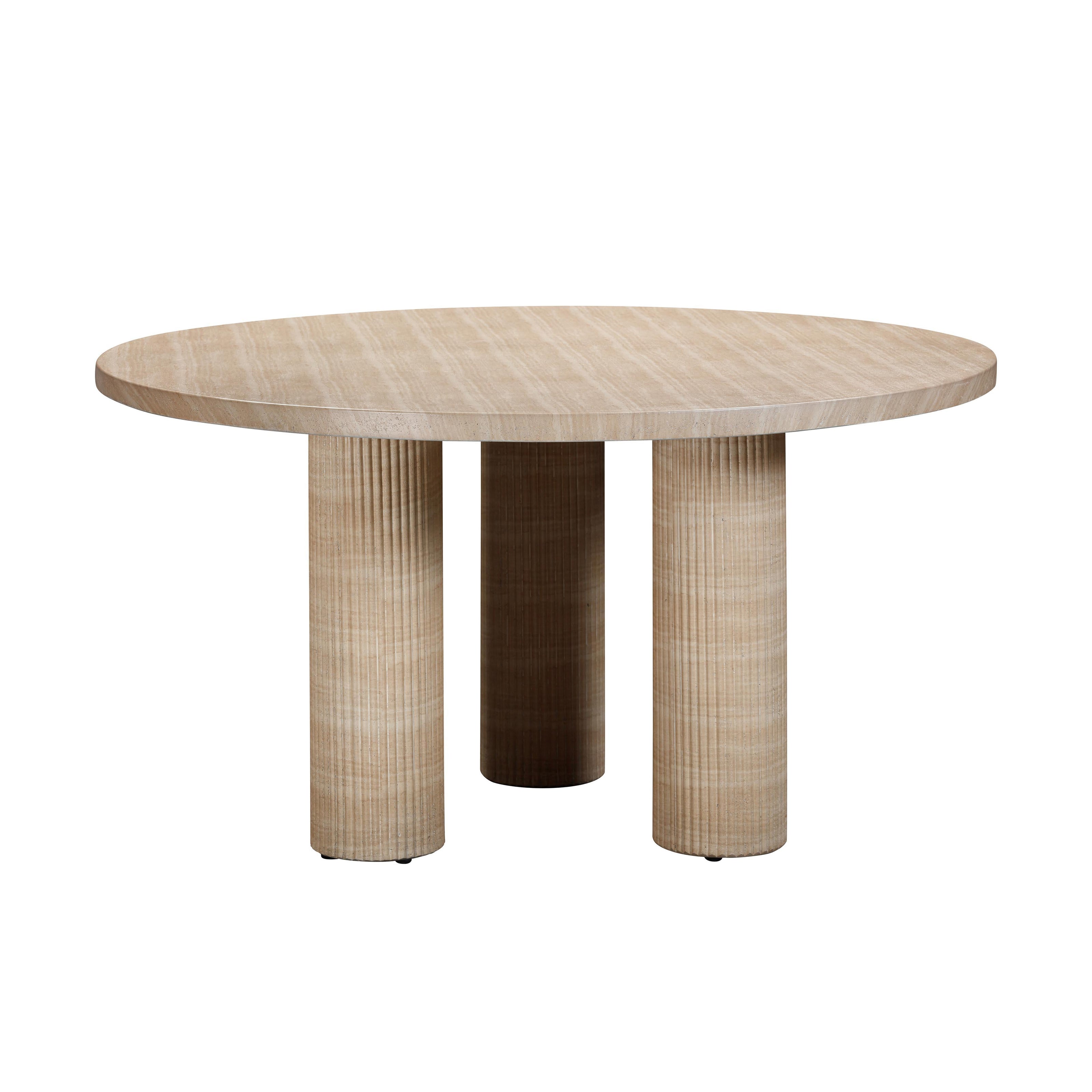 TOV Furniture Patti Textured Faux Travertine Indoor / Outdoor Round Dining Table