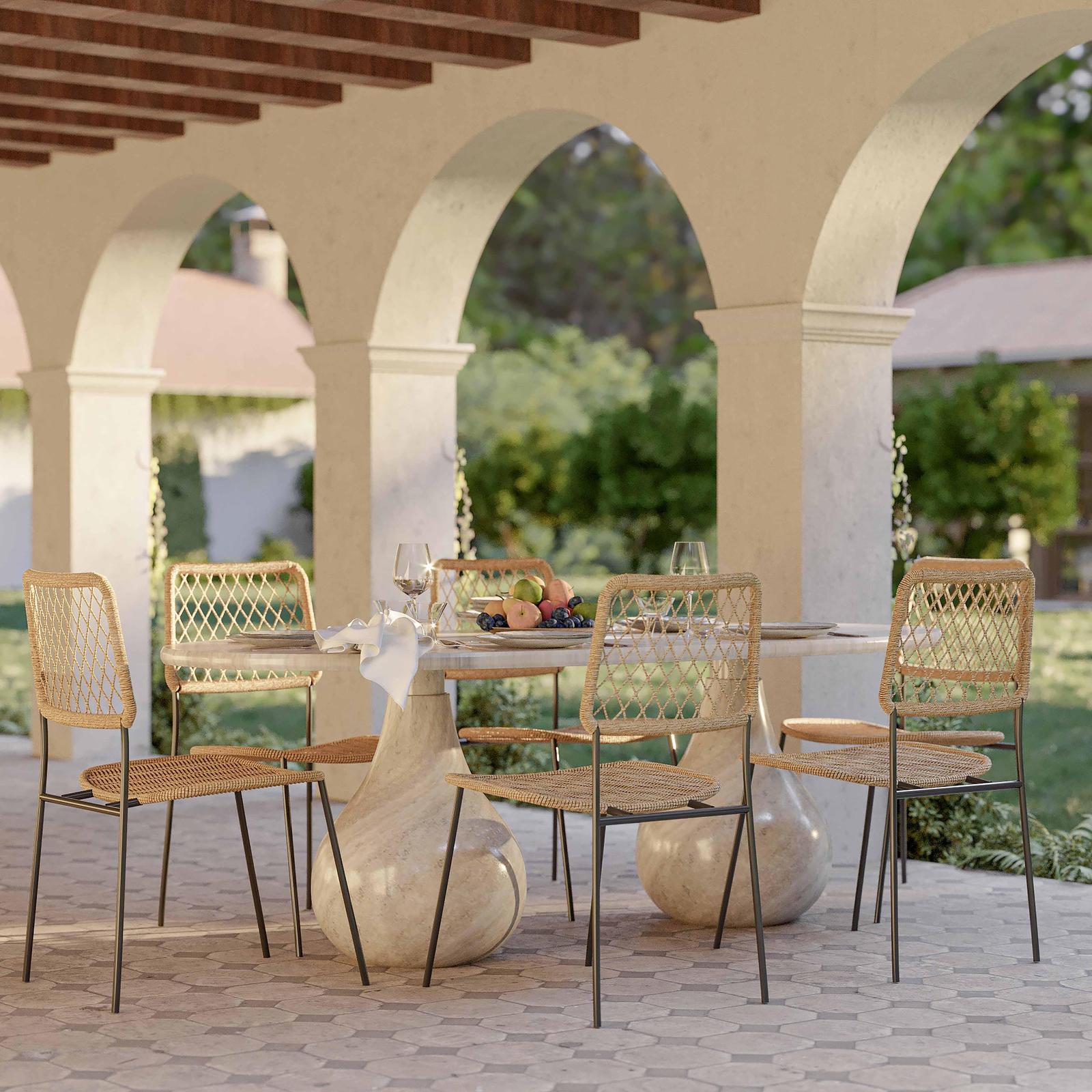 TOV Furniture Smooch Faux Travertine Indoor / Outdoor Pedestal Dining Table