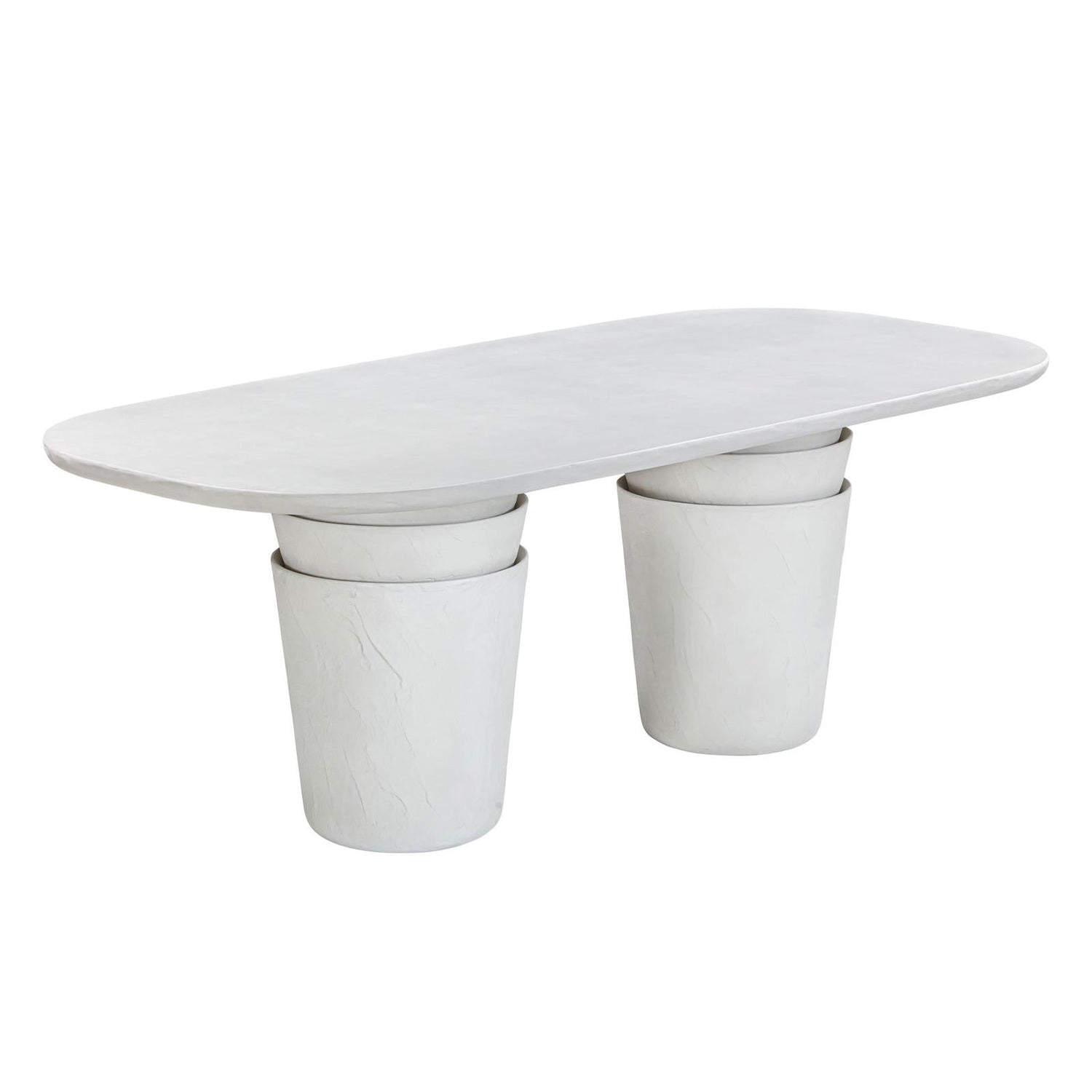 TOV Furniture Margot Light Grey Faux Plaster Indoor / Outdoor Concrete Dining Table
