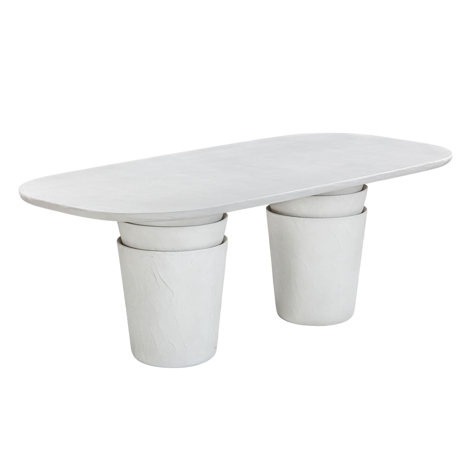 TOV Furniture Margot Light Grey Faux Plaster Indoor / Outdoor Concrete Dining Table