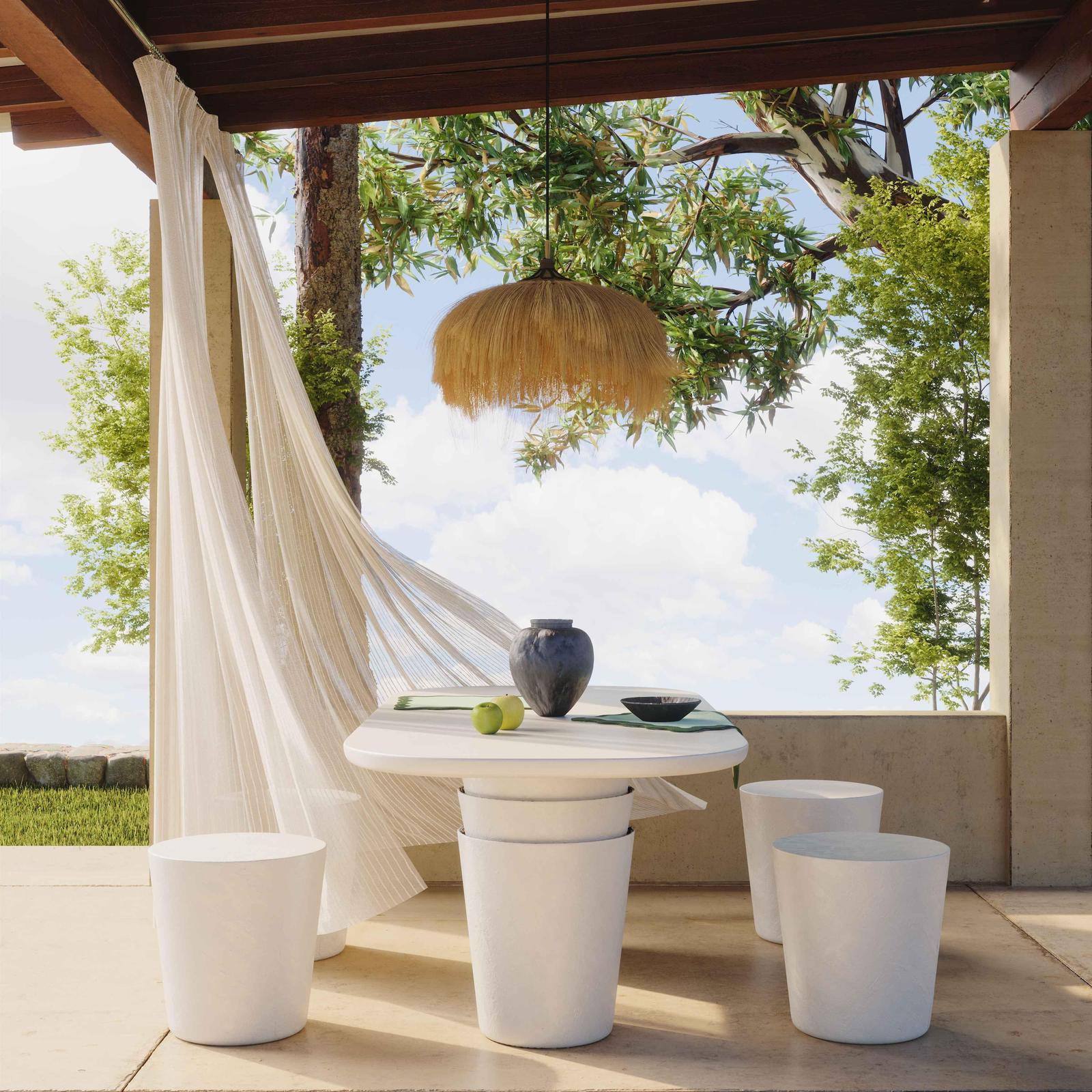 TOV Furniture Margot Light Grey Faux Plaster Indoor / Outdoor Concrete Dining Table