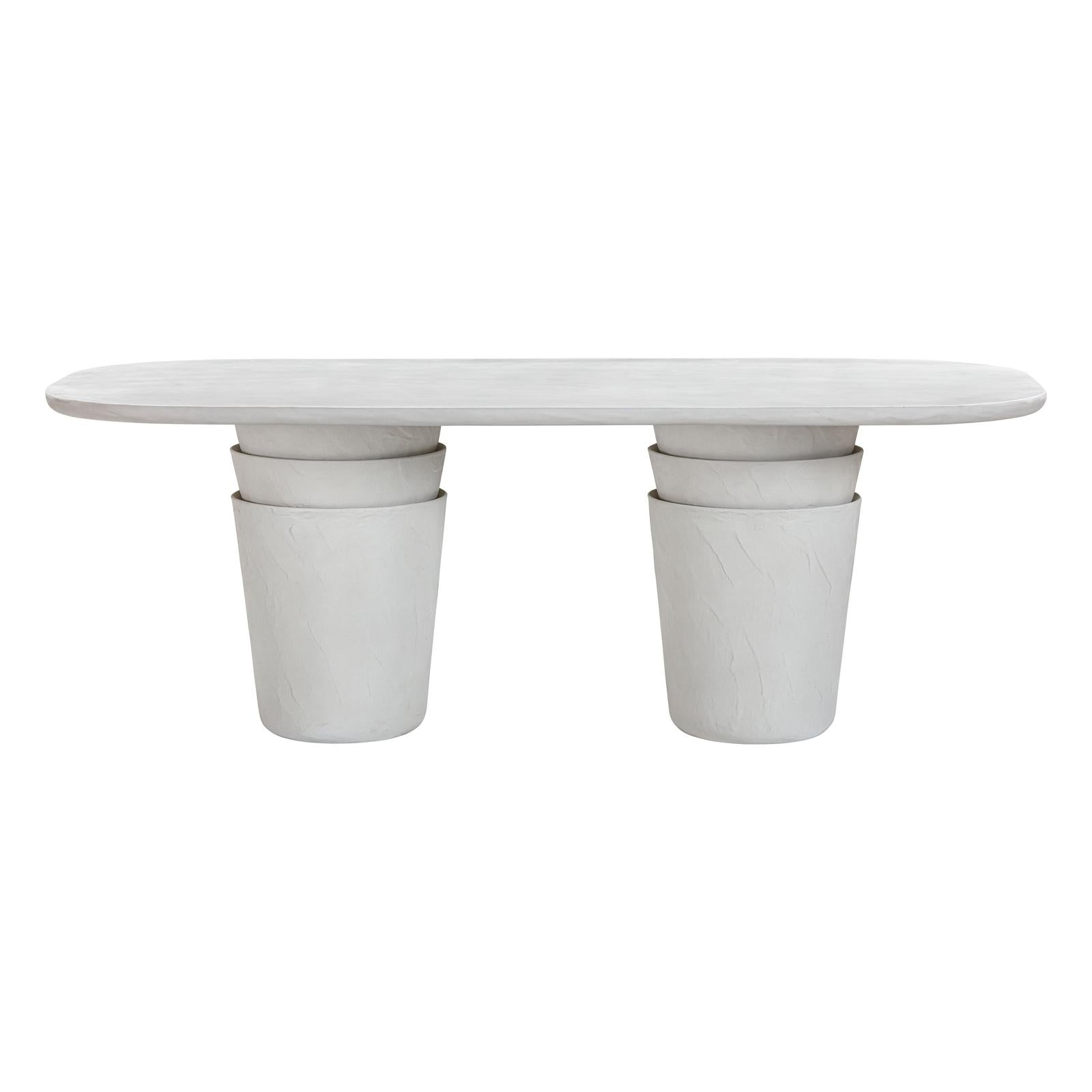 TOV Furniture Margot Light Grey Faux Plaster Indoor / Outdoor Concrete Dining Table