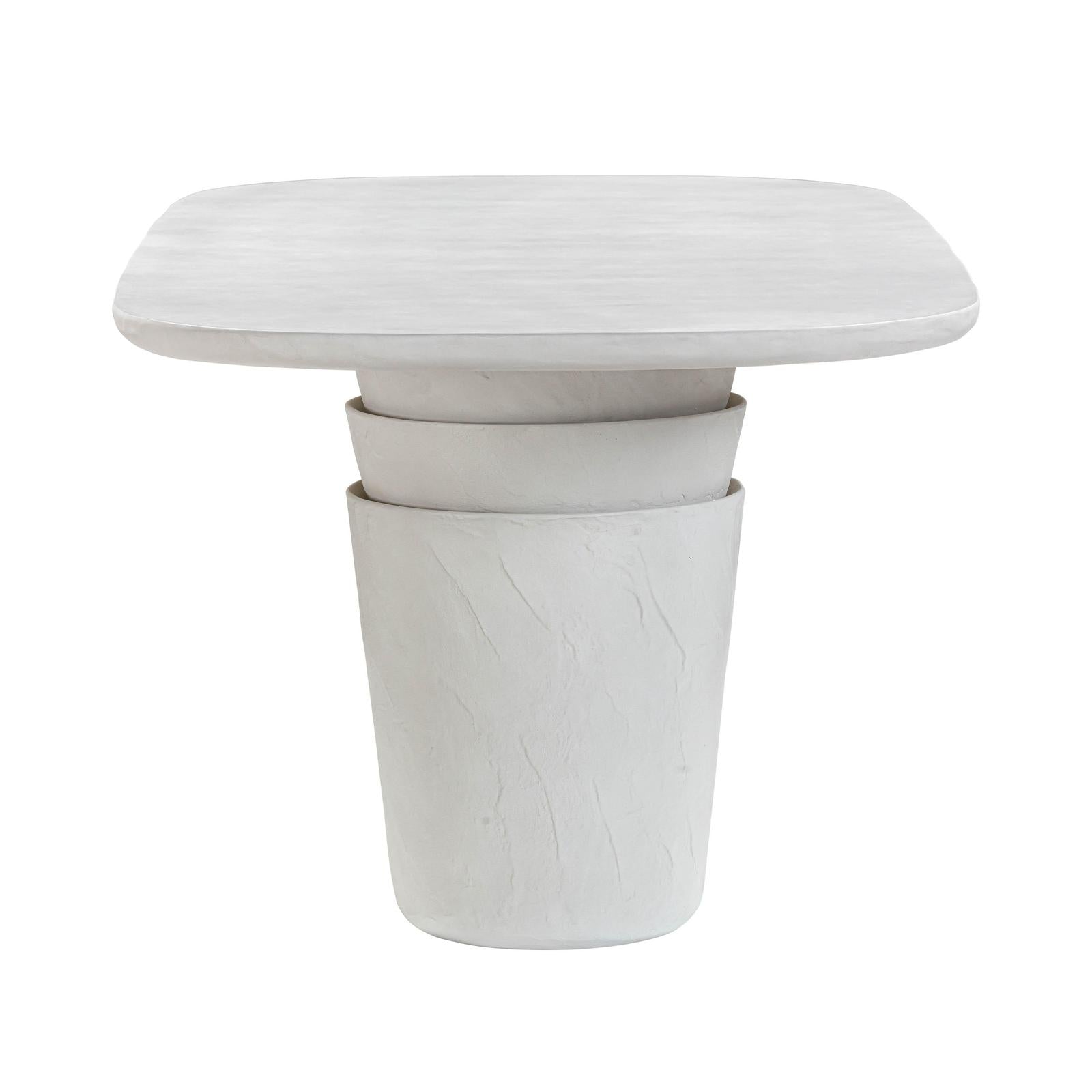 TOV Furniture Margot Light Grey Faux Plaster Indoor / Outdoor Concrete Dining Table
