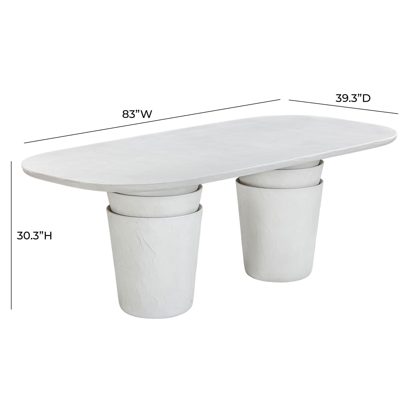 TOV Furniture Margot Light Grey Faux Plaster Indoor / Outdoor Concrete Dining Table
