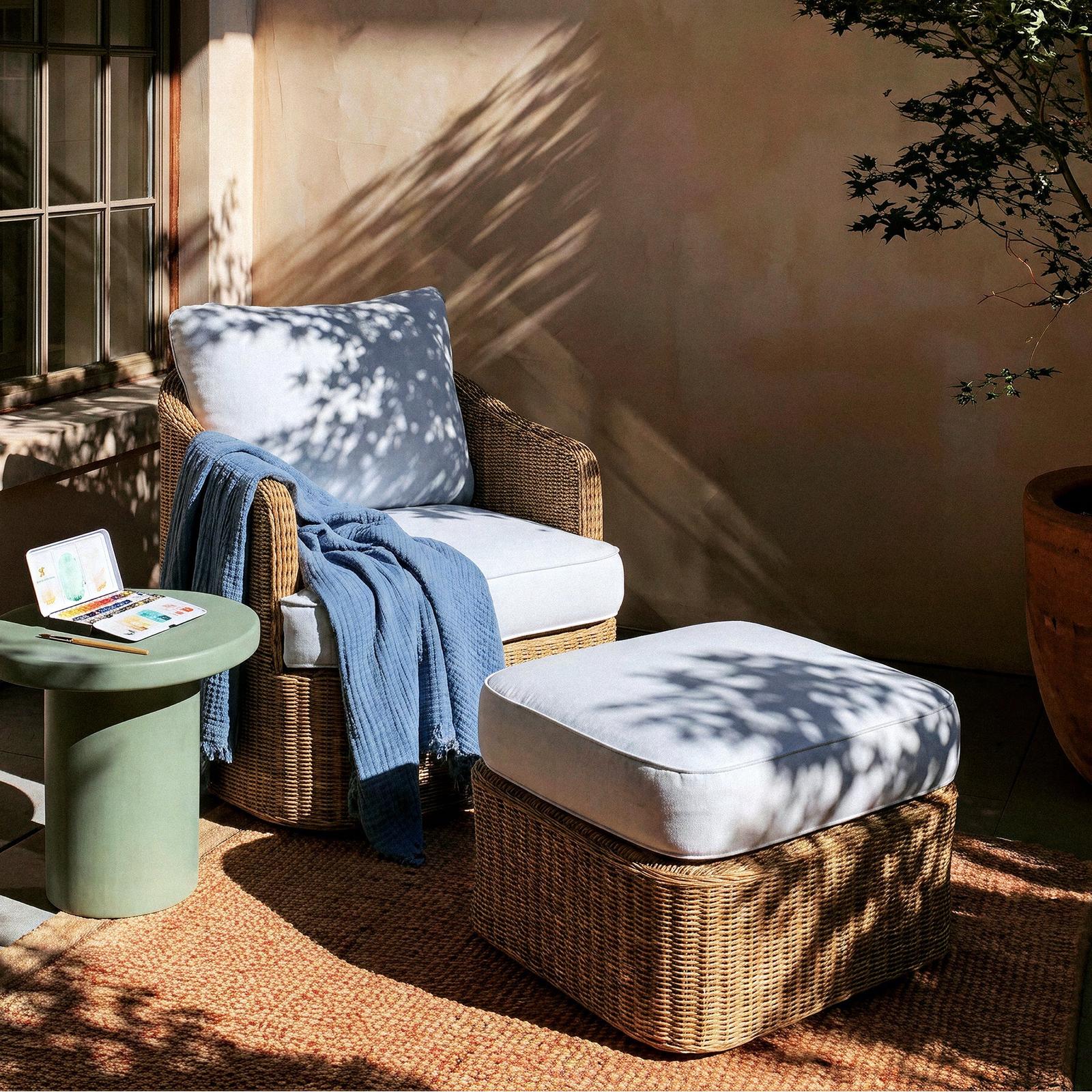 TOV Furniture Axel Boucle Outdoor Ottoman