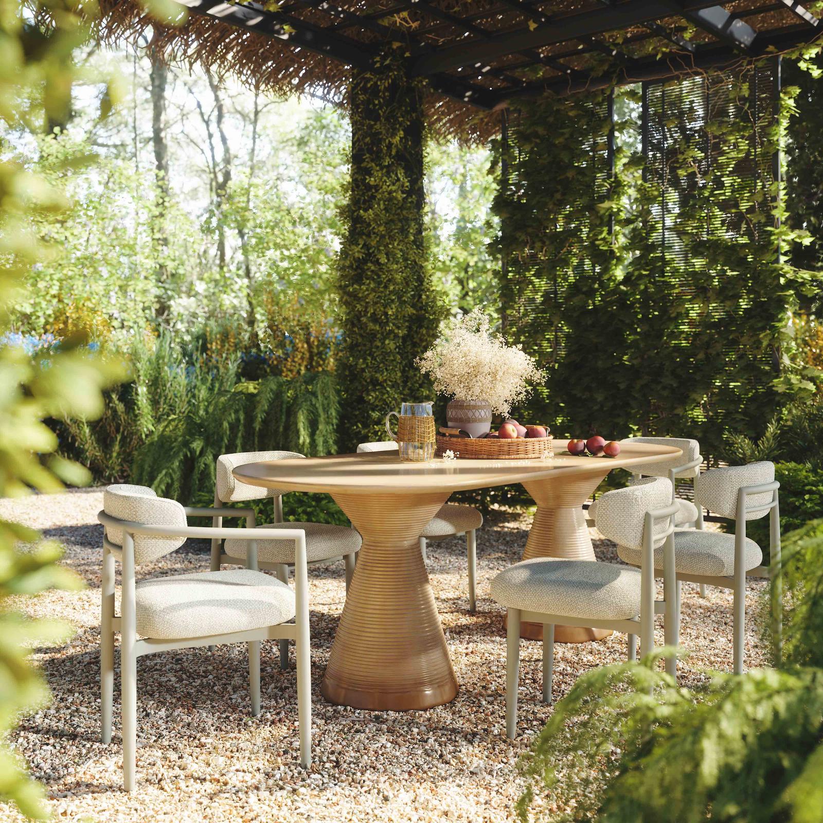 TOV Furniture Annika Textured Contract-Grade Fabric Outdoor Dining Side Chair